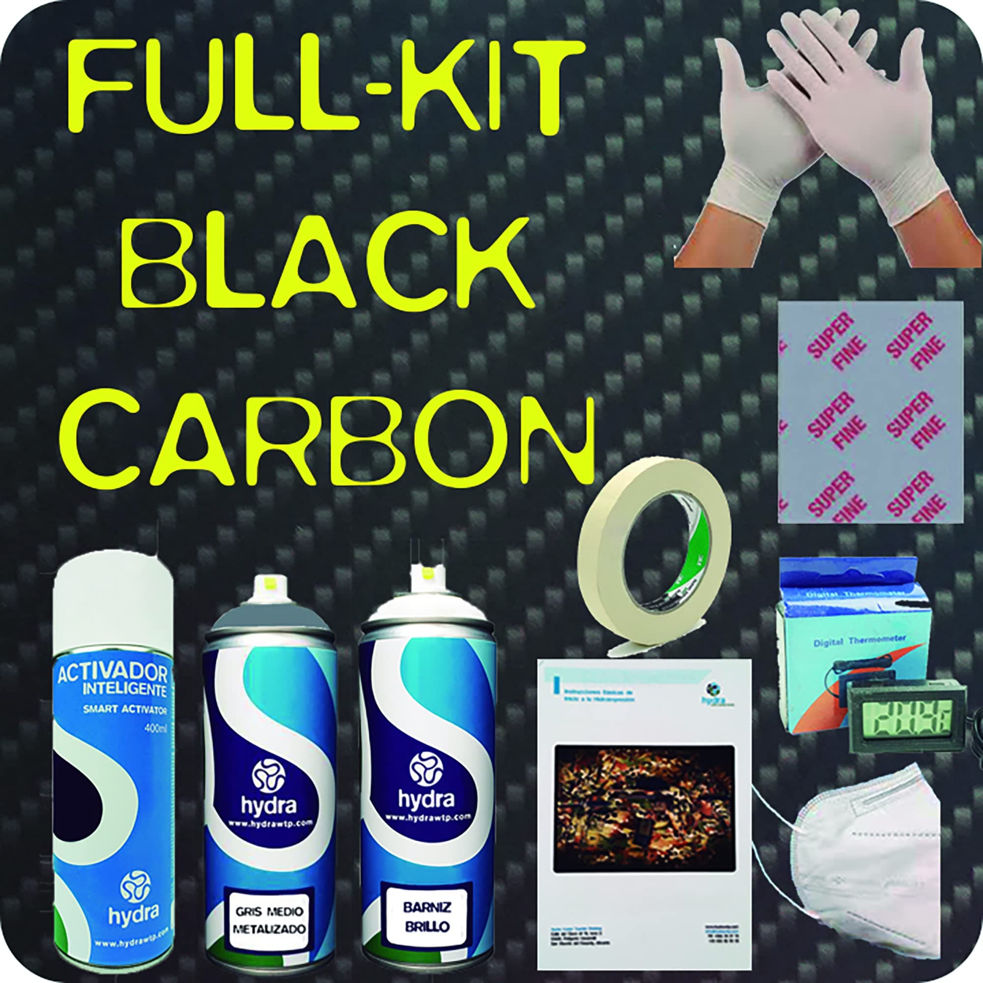 Complete Hydro Dipping KIT Carbon Fiber Black Wave HFC-122 Activator Water Transfer Printing Hydrographics Hydrographic Film