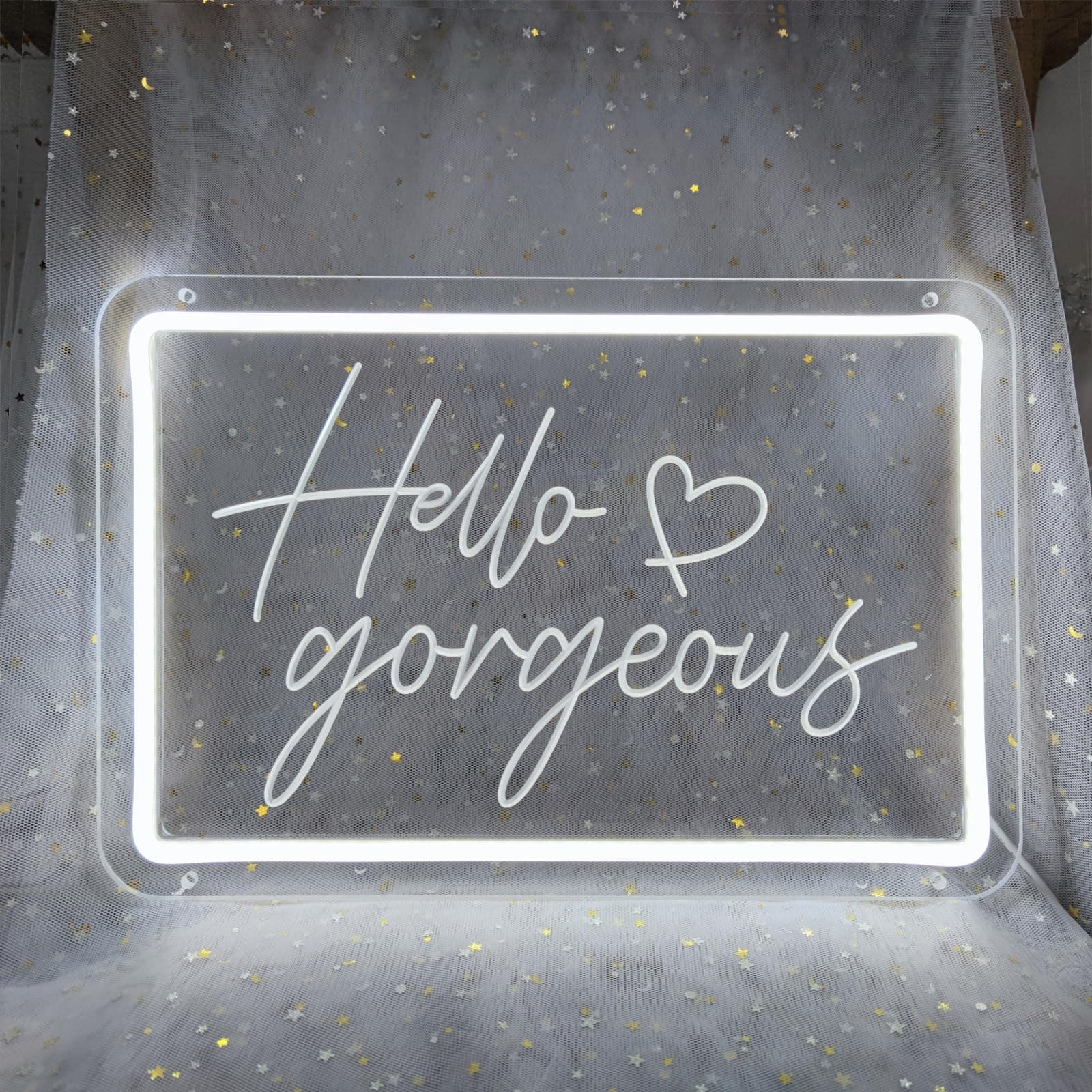 Hello Gorgeous Neon Signs for Wall Decor, 15.4 * 10.4 Inches Neon Led Sign Wedding Decorations, Dimmable Switch Lights Sign for Powder Room, Bedroom, Clothing Store, Beauty Room, INSNEnN