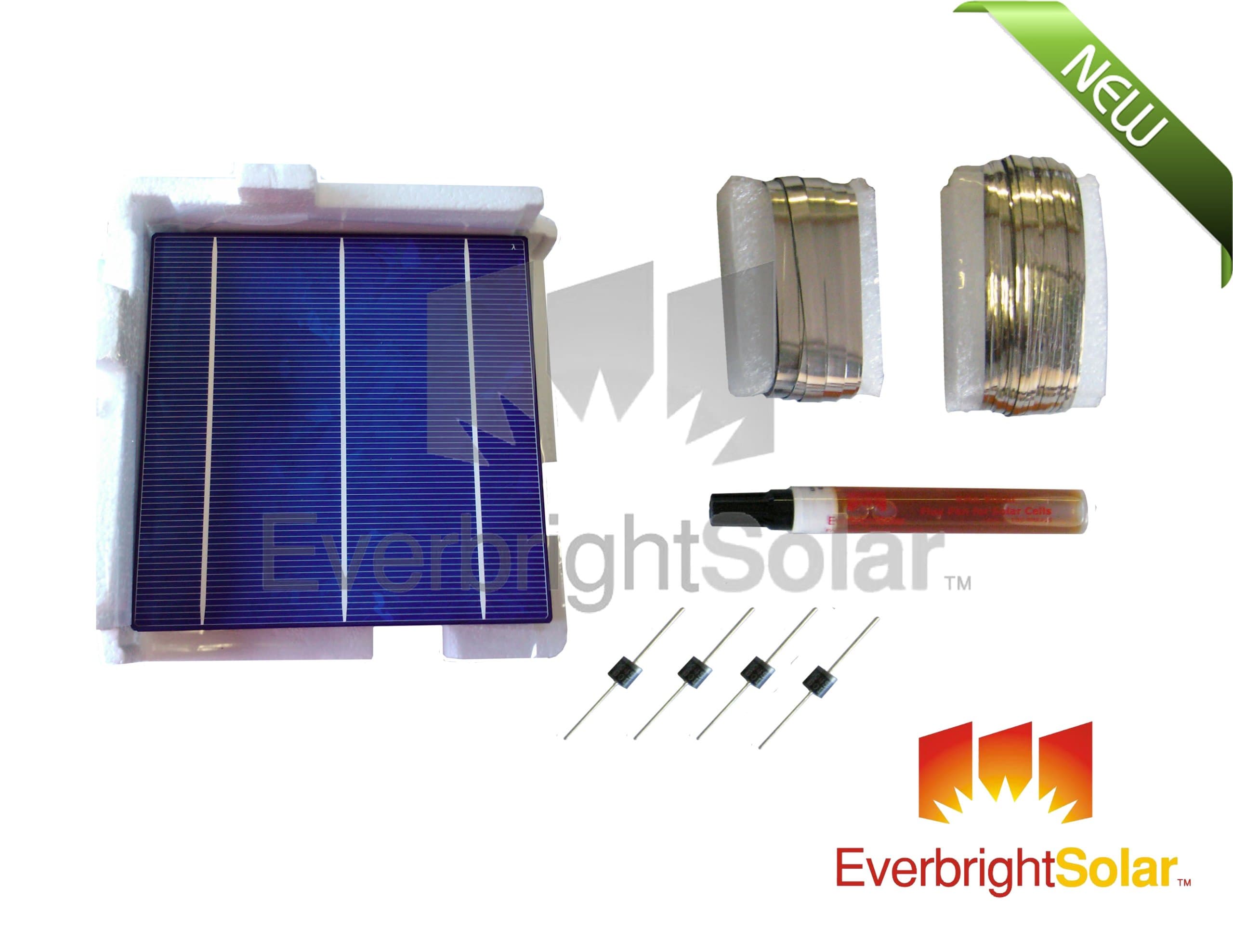 145 pc Grade A Multi 6x6 Solar Cell DIY Solar Panel Kit w/Wire Flux Diodes 156mm