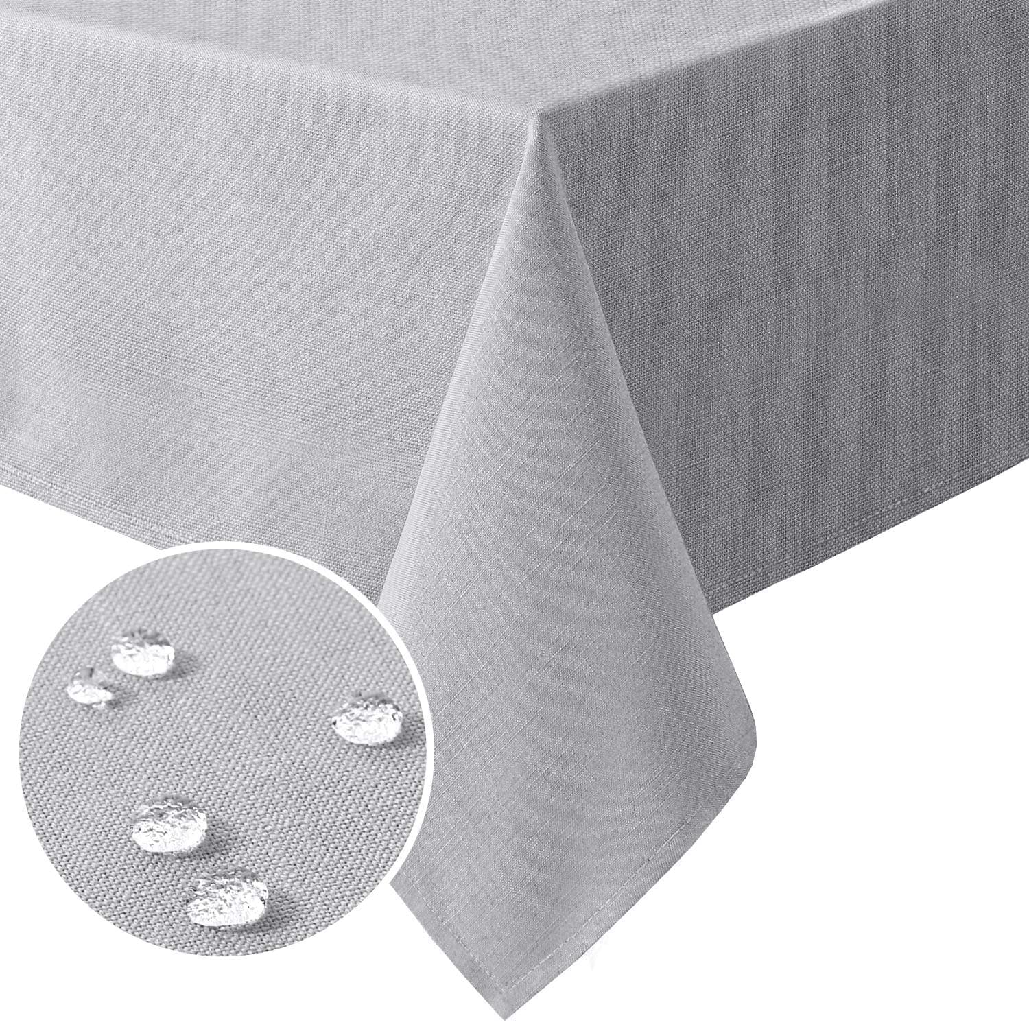 Linen Textured Table Cloths Rectangle 60 x 120 Inch Premium Solid Tablecloth Spill-Proof Waterproof Table Cover for Dining Buffet Feature Extra Soft and Thick Fabric Wrinkle Free, Grey