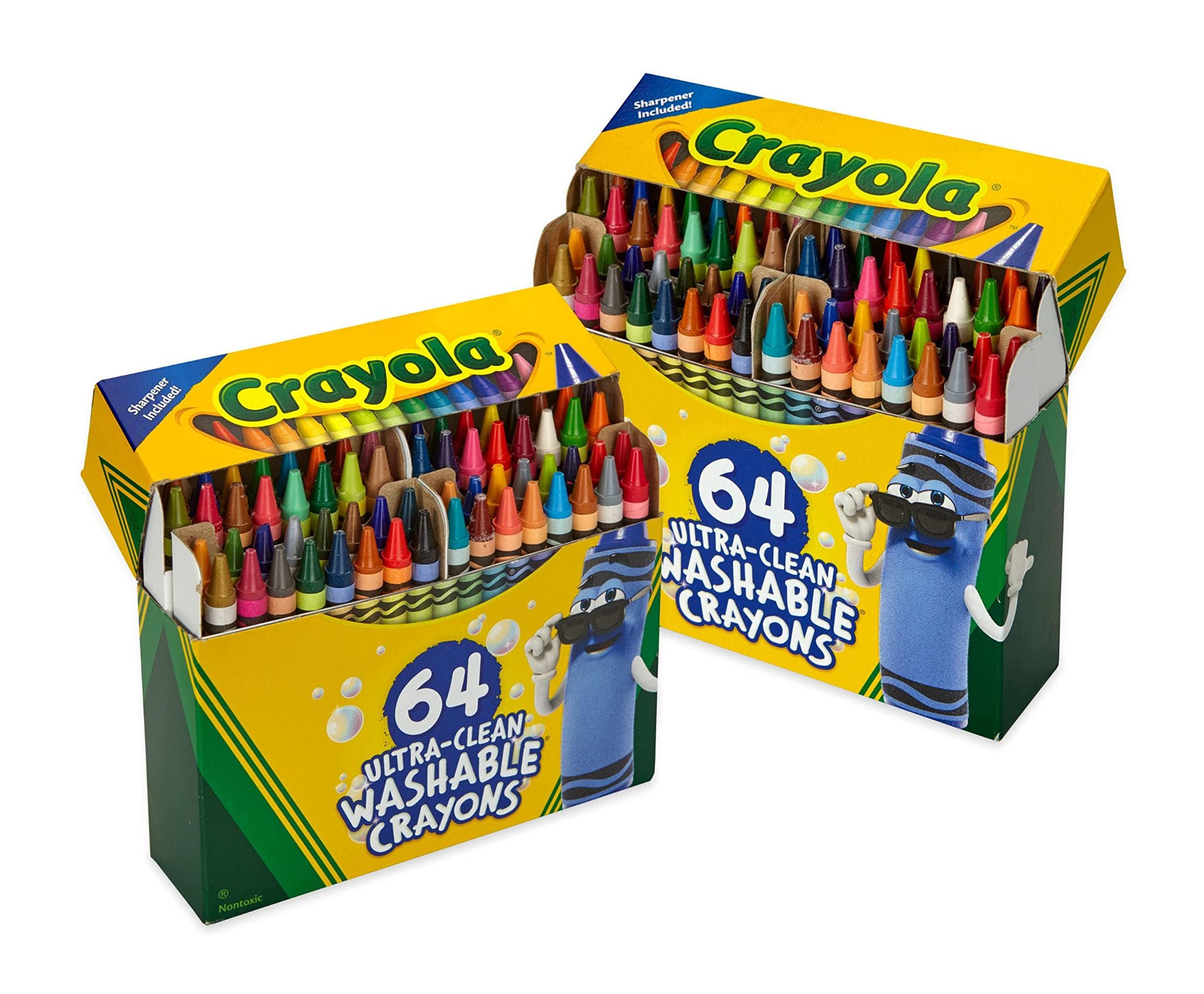 Washable Crayons for Kids - 64ct (2 Boxes), Essential Easter Basket Stuffers, Bulk Crayons for Toddlers, Spring Crafts, Kids Arts Supplies for Coloring Books [Amazon Exclusive]