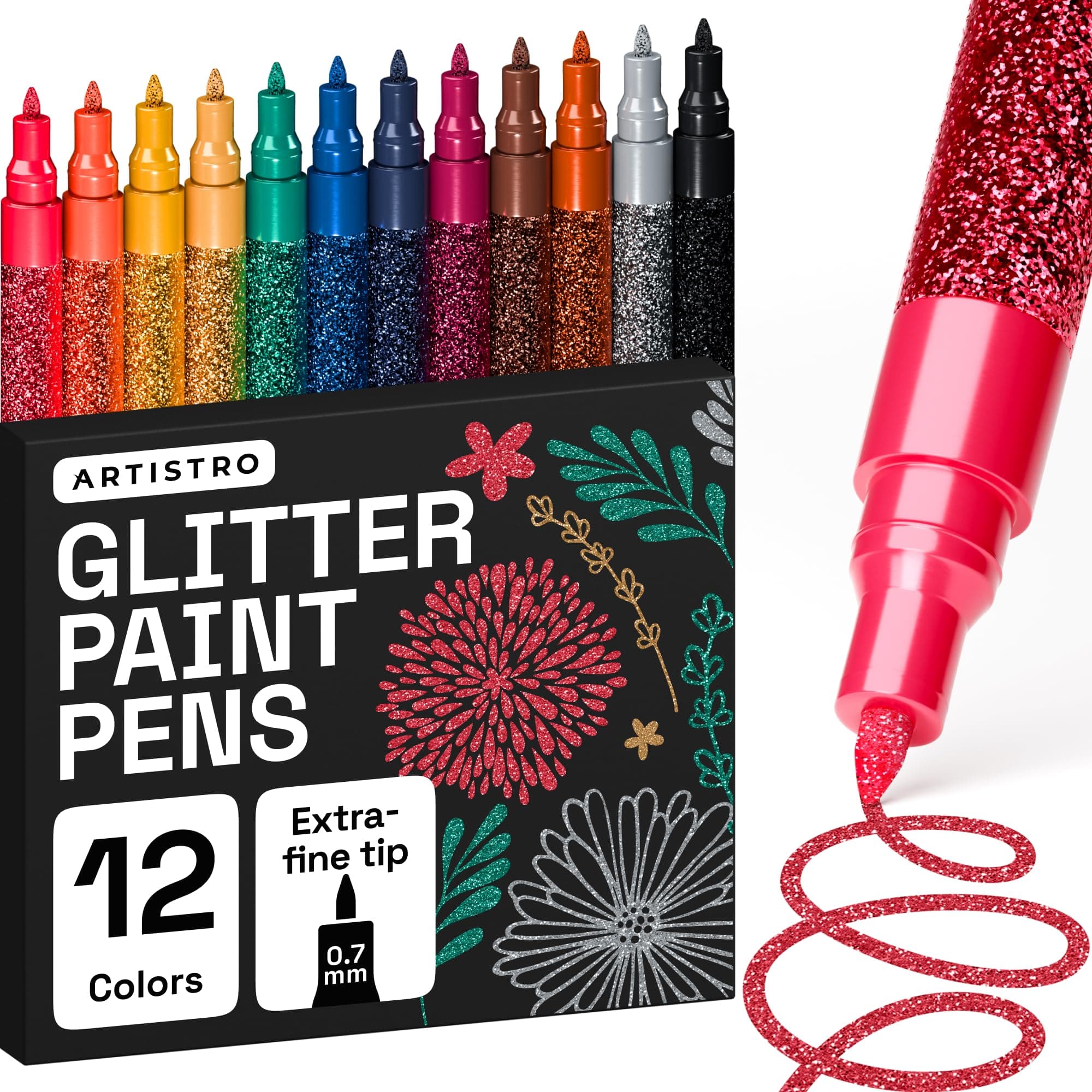 12 glitter markers