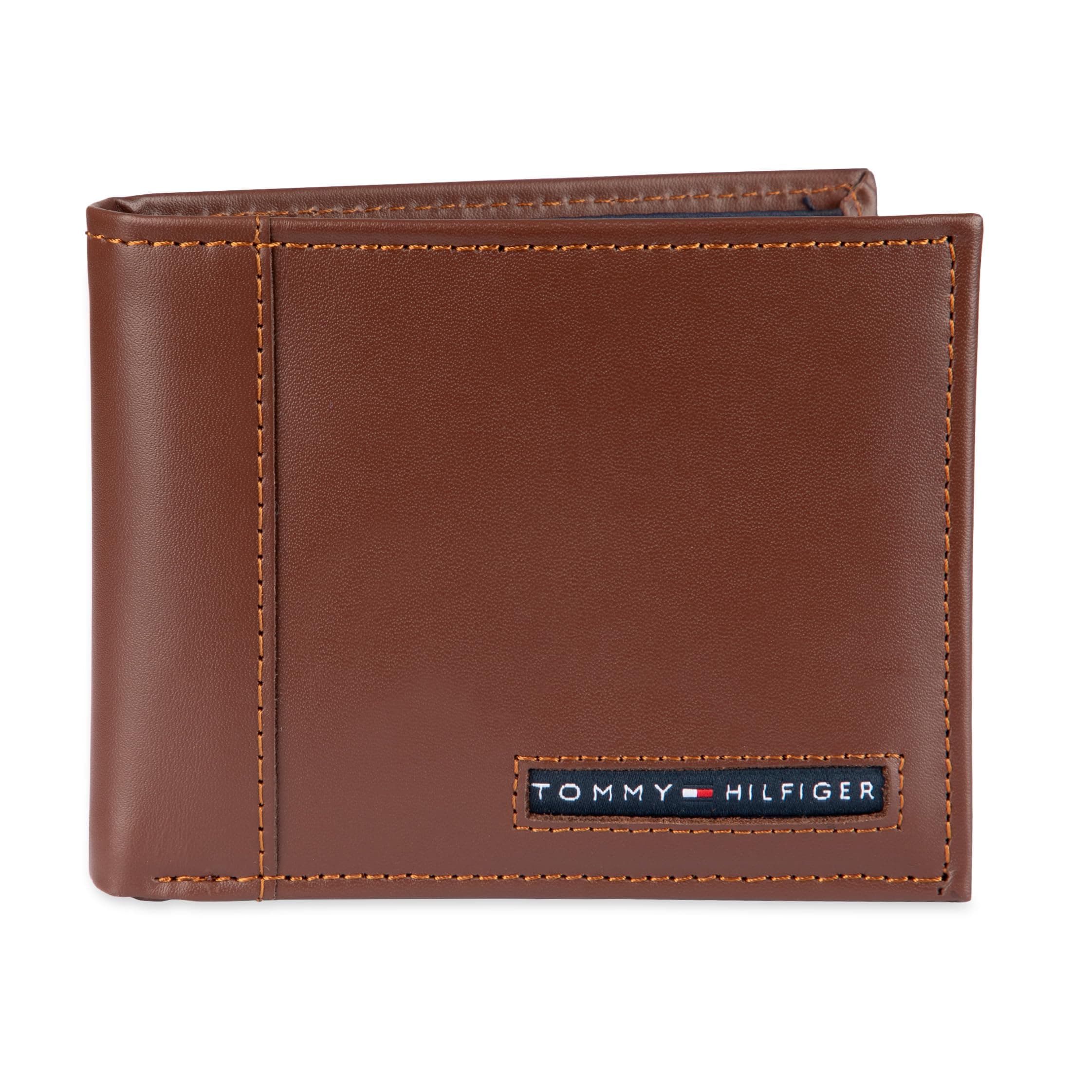 Men's Slim Leather Bifold Passcase Wallet with Removable ID Window