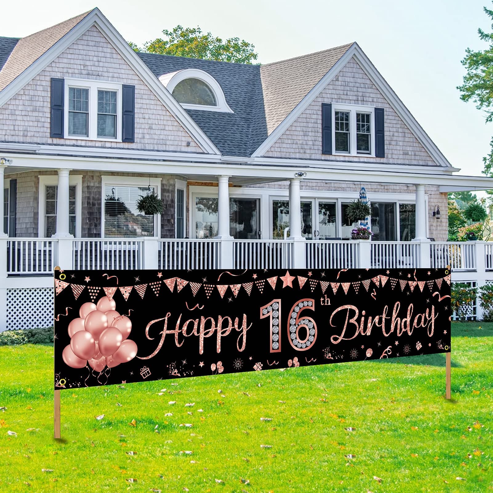 Rose Gold 16th Birthday Banner
