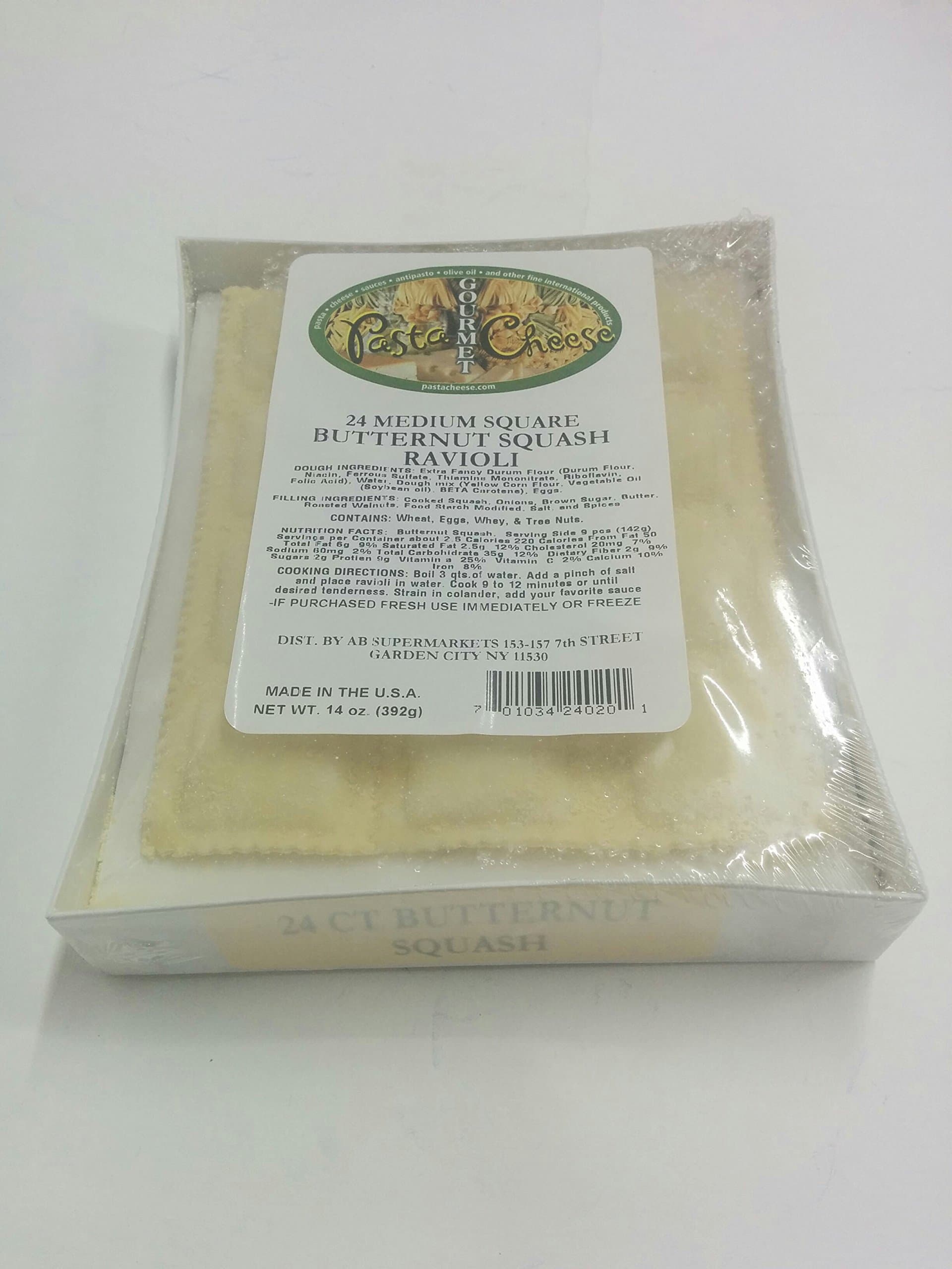 PastaCheese Fresh Medium Square Butternut Squash Ravioli, 14 Ounce (Pack of 4)