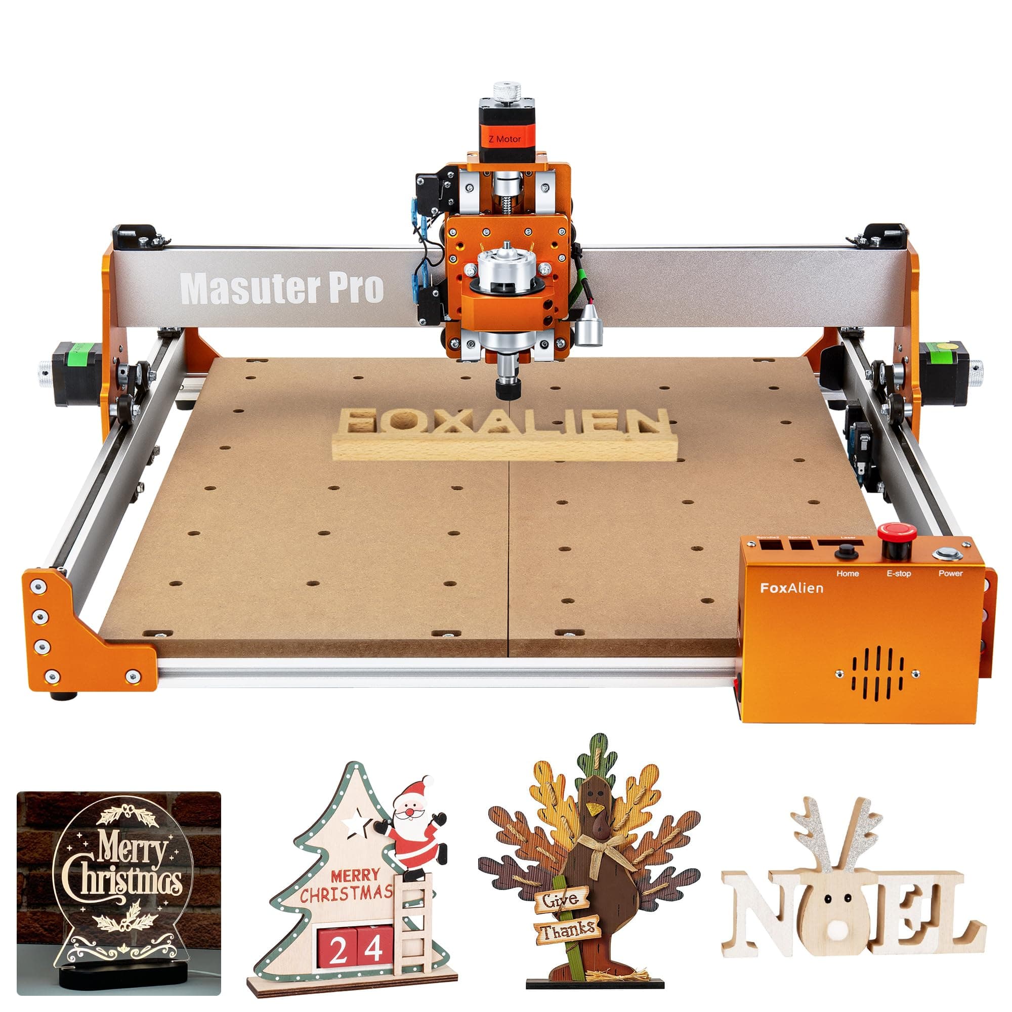 FoxAlien Masuter Pro CNC Router Machine, Upgraded 3-Axis Engraving All-Metal Milling Machine for Wood Acrylic MDF Nylon Carving Cutting