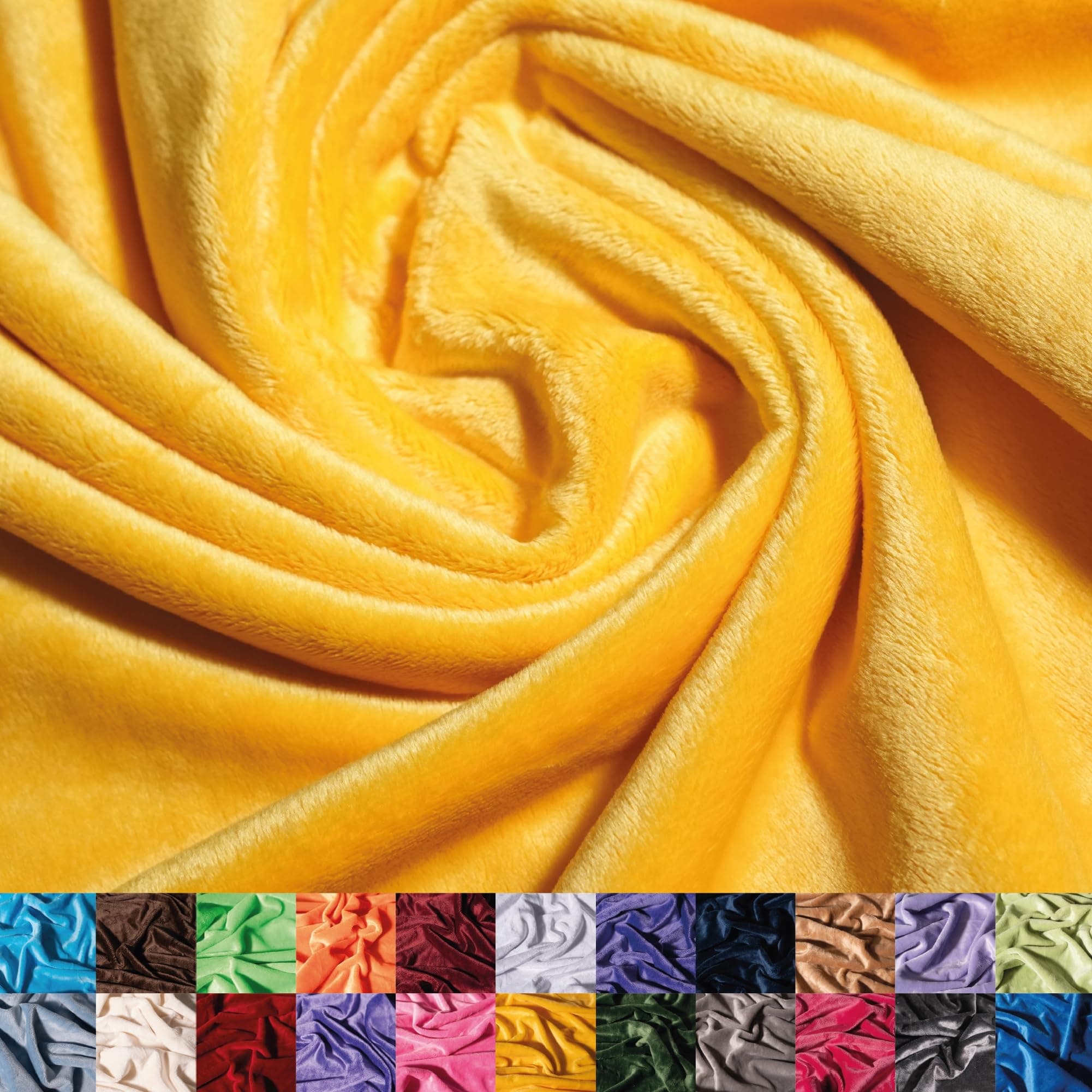 Solid Minky Fabric by The Yard - Soft, Smooth and Luxury 58/60" Extra Wide Yellow Minky Fabric for Blankets, Apparel, Baby Accessories, Throws, Pillows & More - Yellow - 1 Yard
