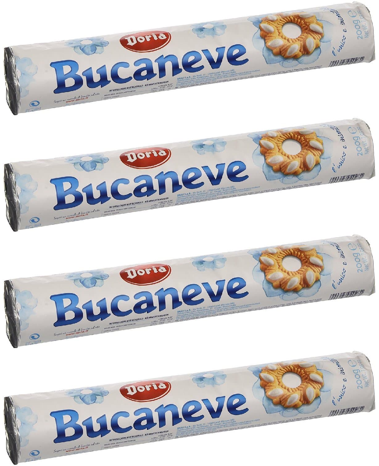 Doria: "Bucaneve" shortbread biscuits - 7.05 Oz (200g) Pack of 4 [ Italian Import ]