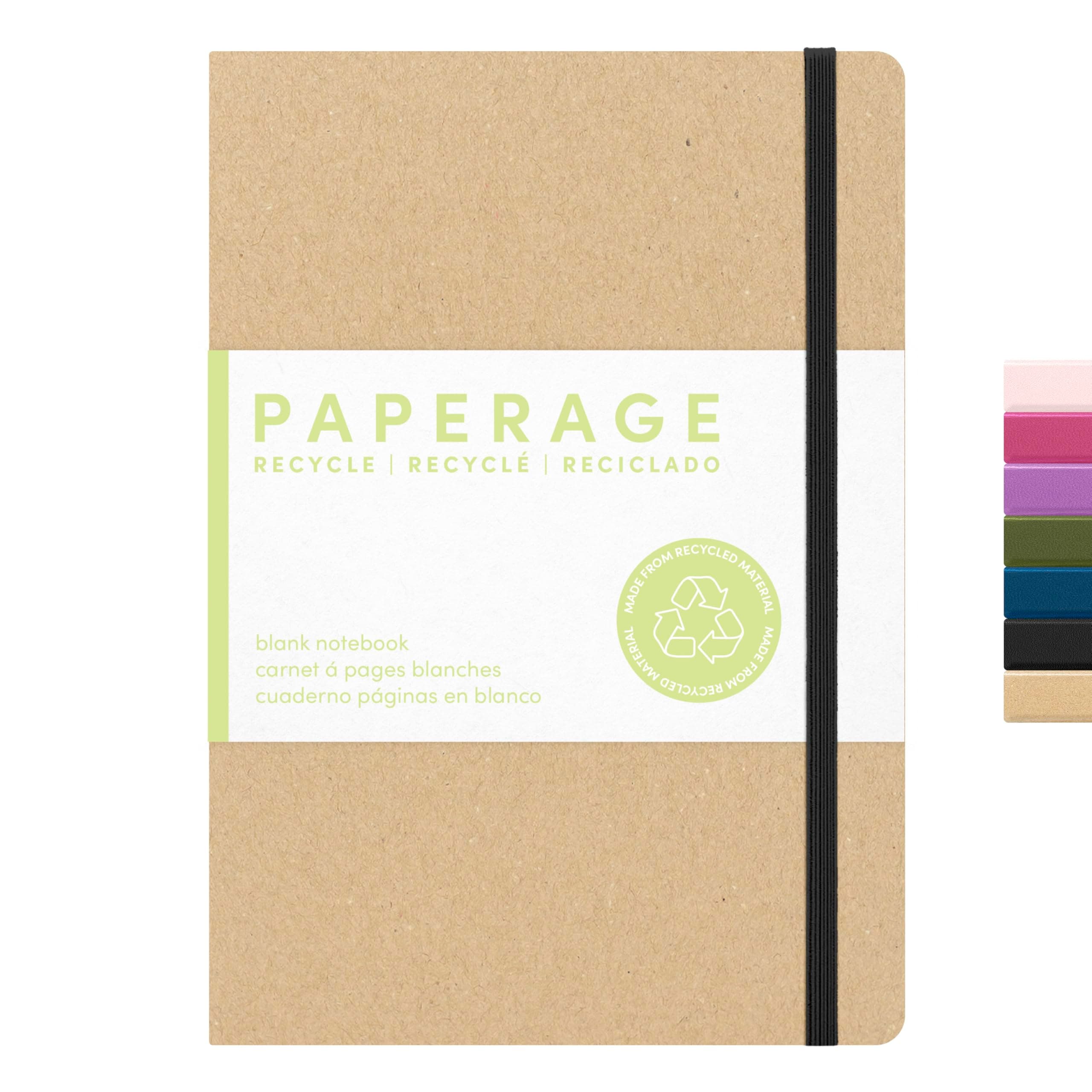 PAPERAGE Recycled Blank Journal Notebook, (Kraft), 160 Pages, Medium 5.6 inches x 8 inches - 100 GSM Thick Paper, Hardcover