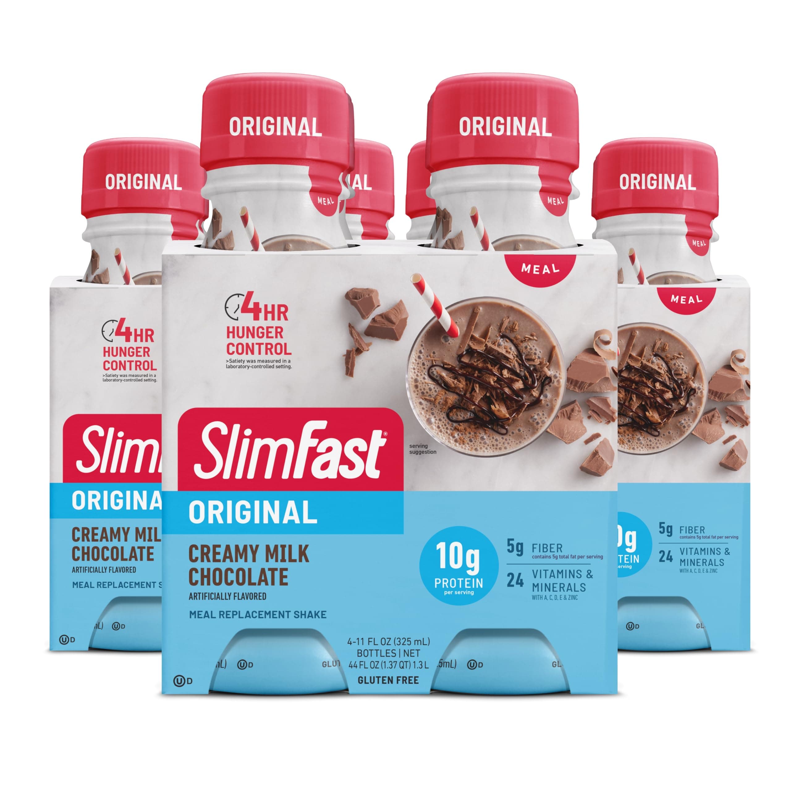 SlimFast Meal Replacement Shake, Original Creamy Milk Chocolate, 10g of Ready to Drink Protein, 11 Fl. Oz Bottle, 4 Count (Pack of 3) (Packaging May Vary)