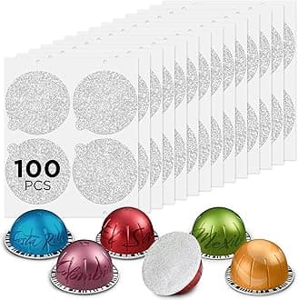 CAPMESSO Aluminum Foils Lids for Vertuo Reusable Pods,Compatible for Refillable Vertuo Pods, 100pcs Coffee Pods Foil Seals Covers(100/package)