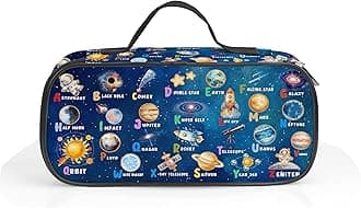 Space Pencil Case, Astronaut Pencil Box for Kids Planet Pen Bag, Large Capacity Galaxy Pen Pouch with Zipper Compartments for School Office