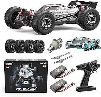 H16PL 1/16 RTR Brushless Offroad RC Buggy, Fast Race Cars for Adults, Max 38 mph Hobby RC Truck, 4WD High Speed Racing Remote Control Car with 2S 2000 mAh Battery for RC Basher, White