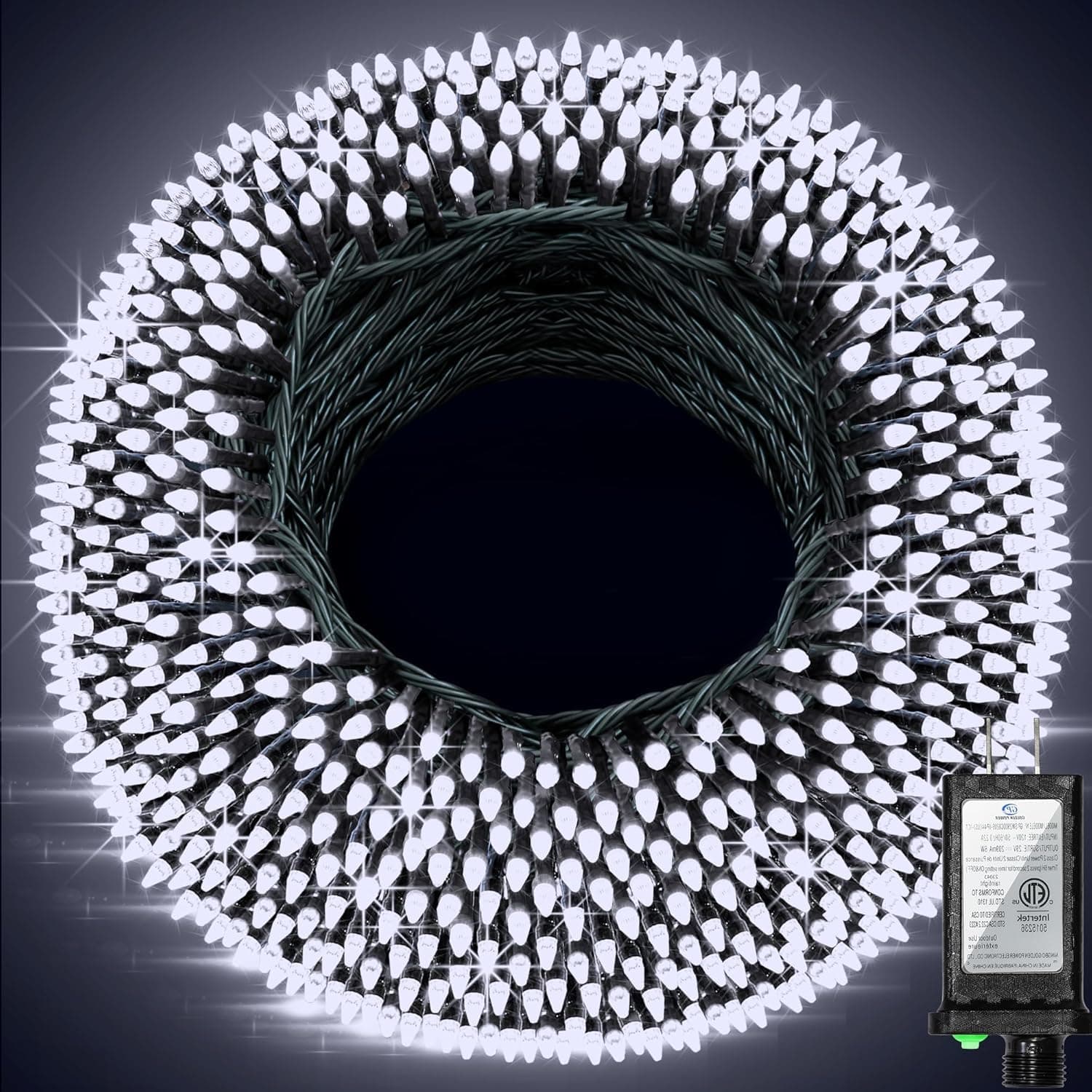 340 LED 90FT Christmas String Lights Outdoor, 12 Pro Modes and Timer Memory & Brightness, Plug in Waterproof Dark Green Wire Twinkle Light for for Xmas Yard Tree Wedding Party Decor (Cool White)