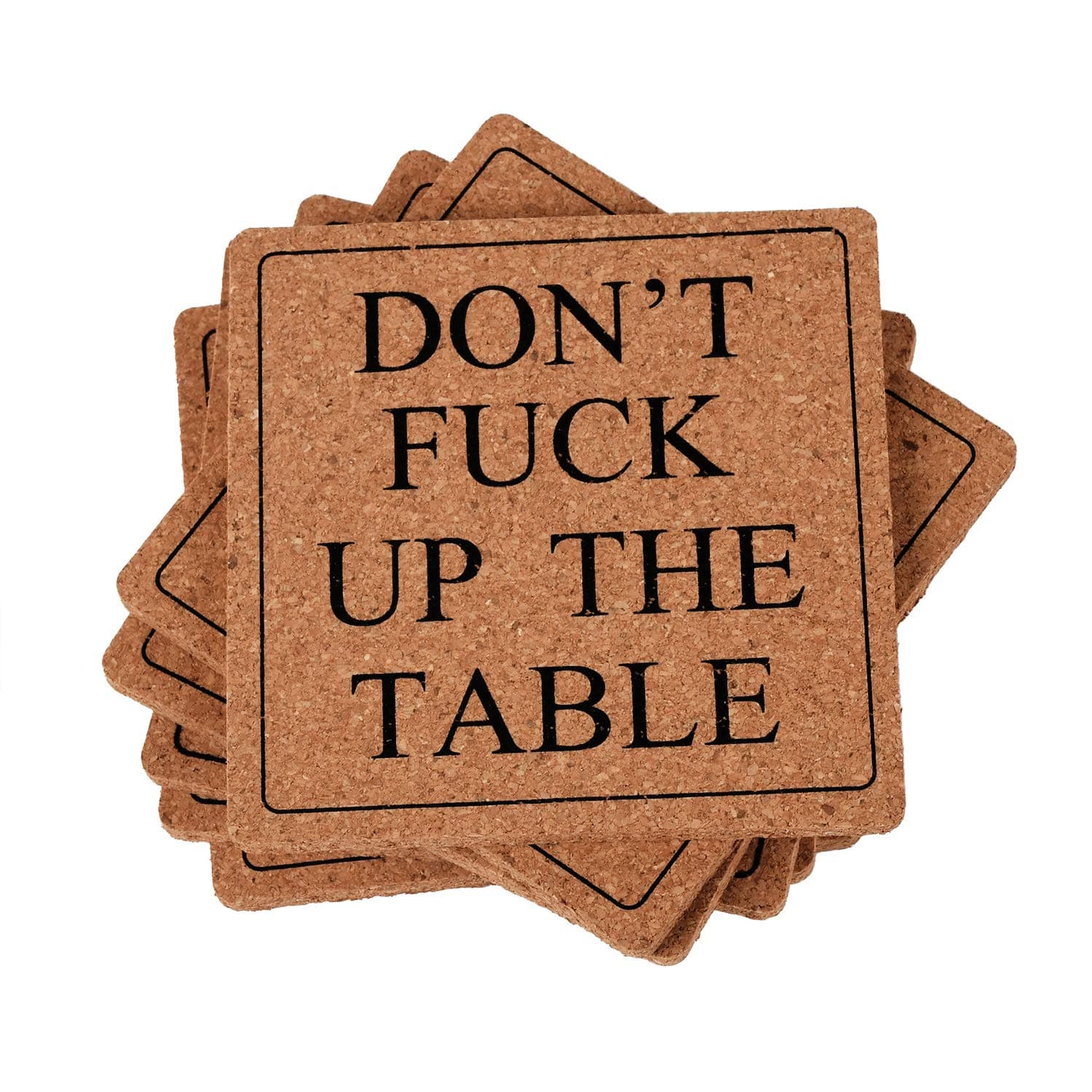 Absorbent Cork Coasters Drink Coasters Funny Words Square Coasters Set of 6 Bar Coasters Cup Mat Pad Housewarming Gift