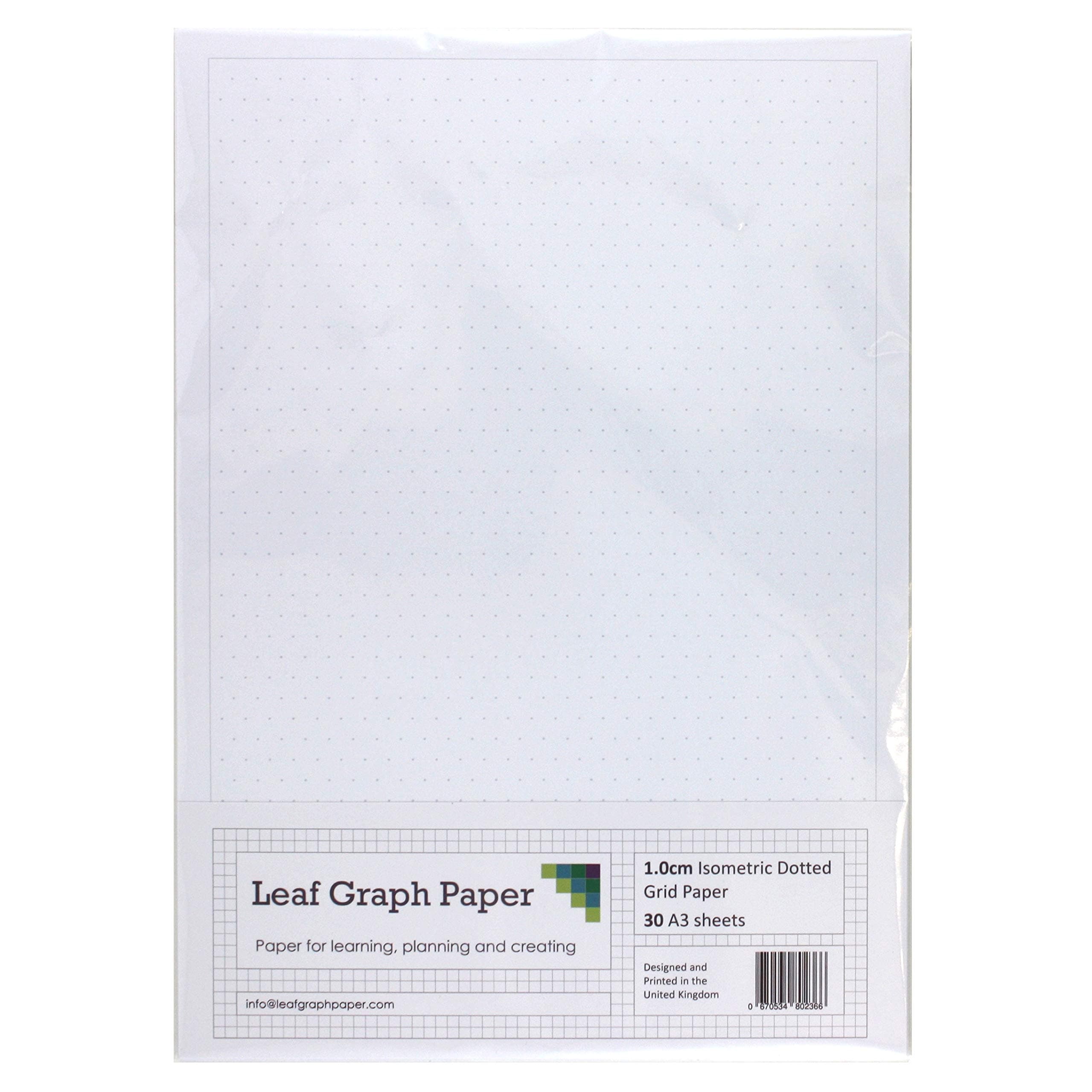 A3 Isometric Dotted Grid Graph Paper 10mm 1cm - 30 Loose-Leaf Sheets - Grey Grid Lines
