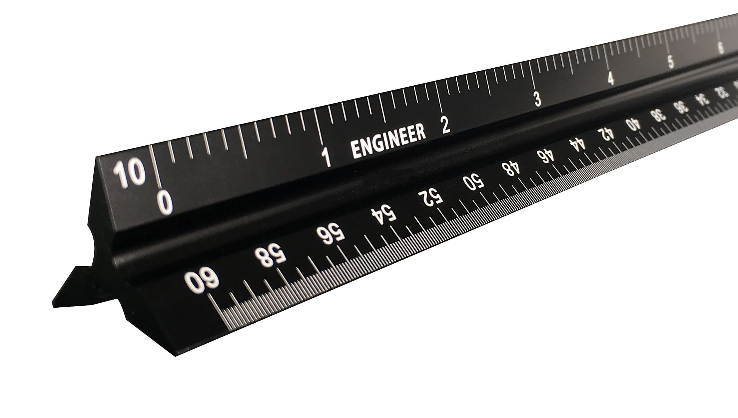 12 Inch Triangular Engineer Scale Ruler, Anodized Solid Aluminum Core with Laser Etched Scales, Imperial Scale - 1:10, 1:20, 1:30, 1:40, 1:50, 1:60, Ideal for Civil Engineering Drafting
