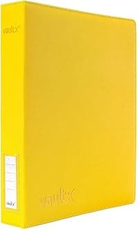 Vault X Trading Card 3 Ring Binder, fits 9 Pocket Pages, 540 Cards, Exo-Tec Material, Easy Open, D-Ring Clip Folder for Collectible Card Games, Sports, TCG (Yellow, Slim)