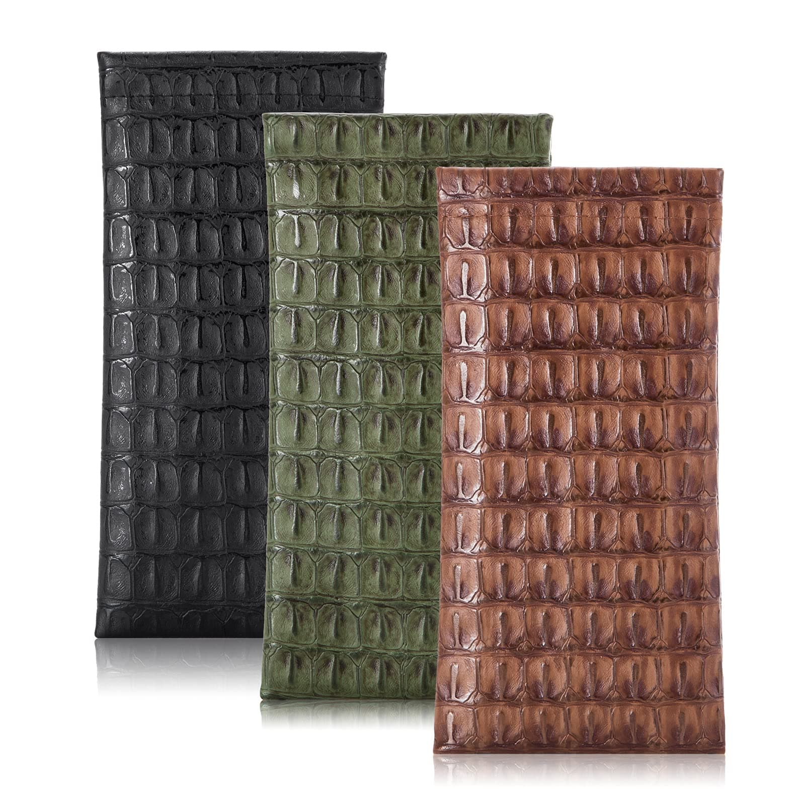 TRIUMPH VISION Squeeze Leather Sunglasses Pouch - 3 Pack Spring Storage Glass...