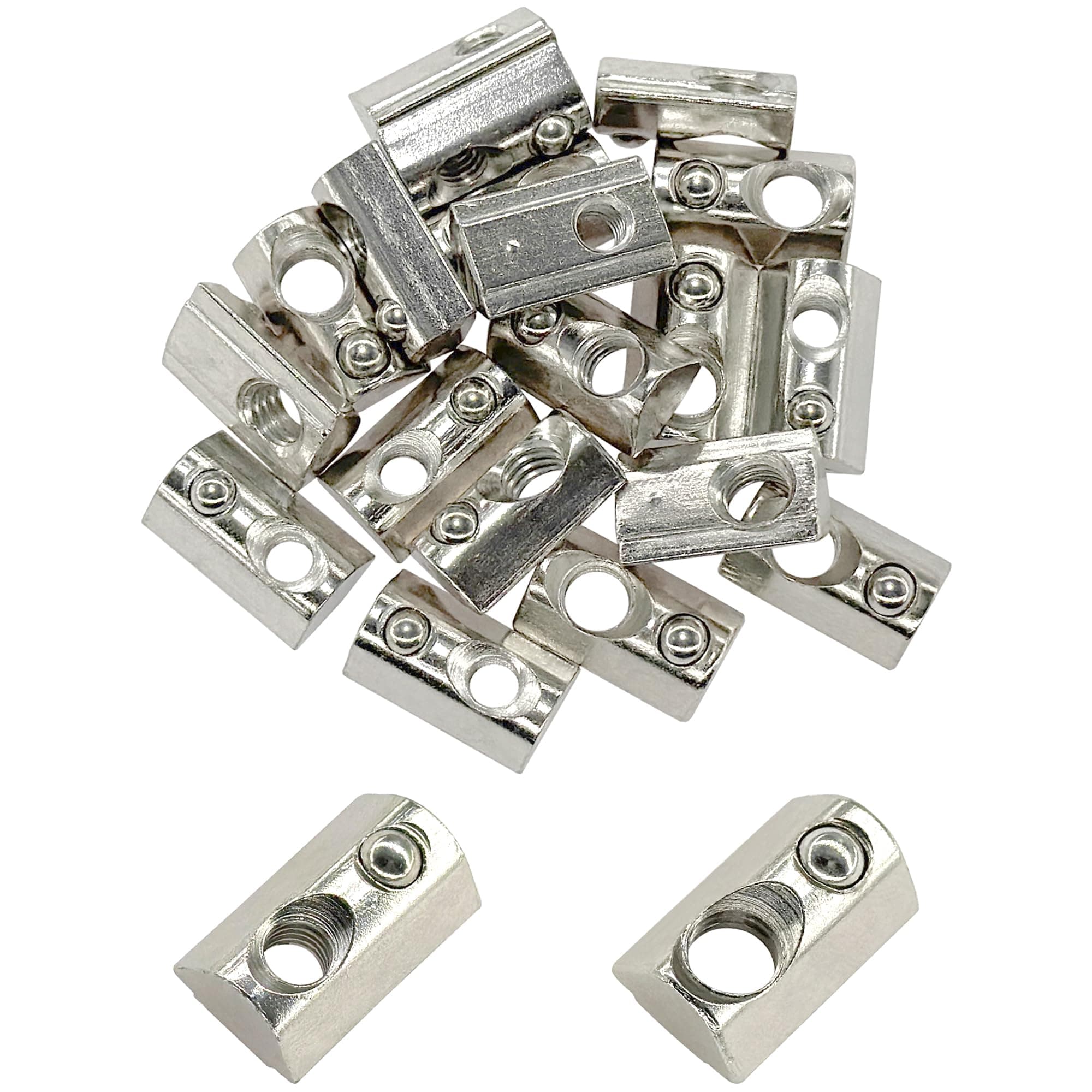 – 24 PCS Half Round T Slot Nuts with Roll-in Spring Ball for Disasembly of 4040 Series Aluminum Track