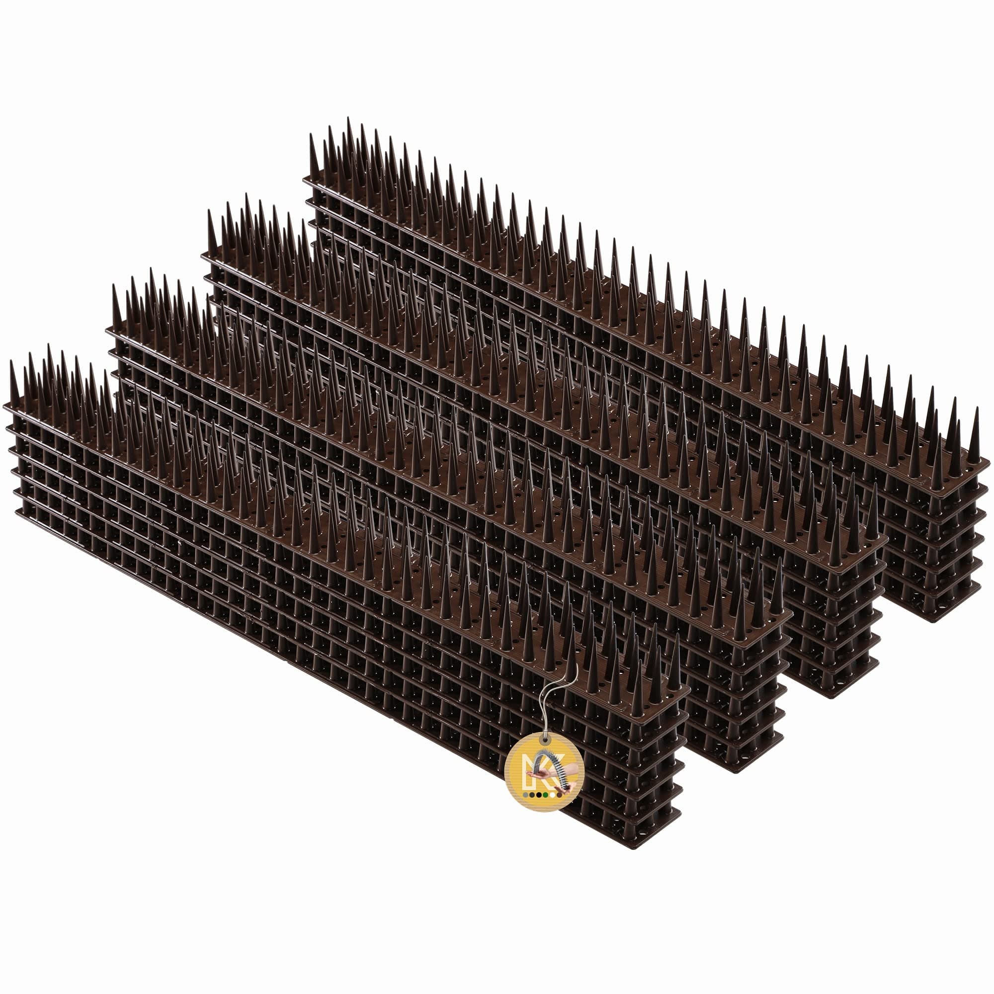 Plastic Bird Spikes, 51 x 4 x 3 cm, Wall Spikes, Fence Tops Spikes, Pigeon Repellent, Deterrent for Birds, Cats, Anti Climb Spikes, Squirrel Repellent (24, Brown)