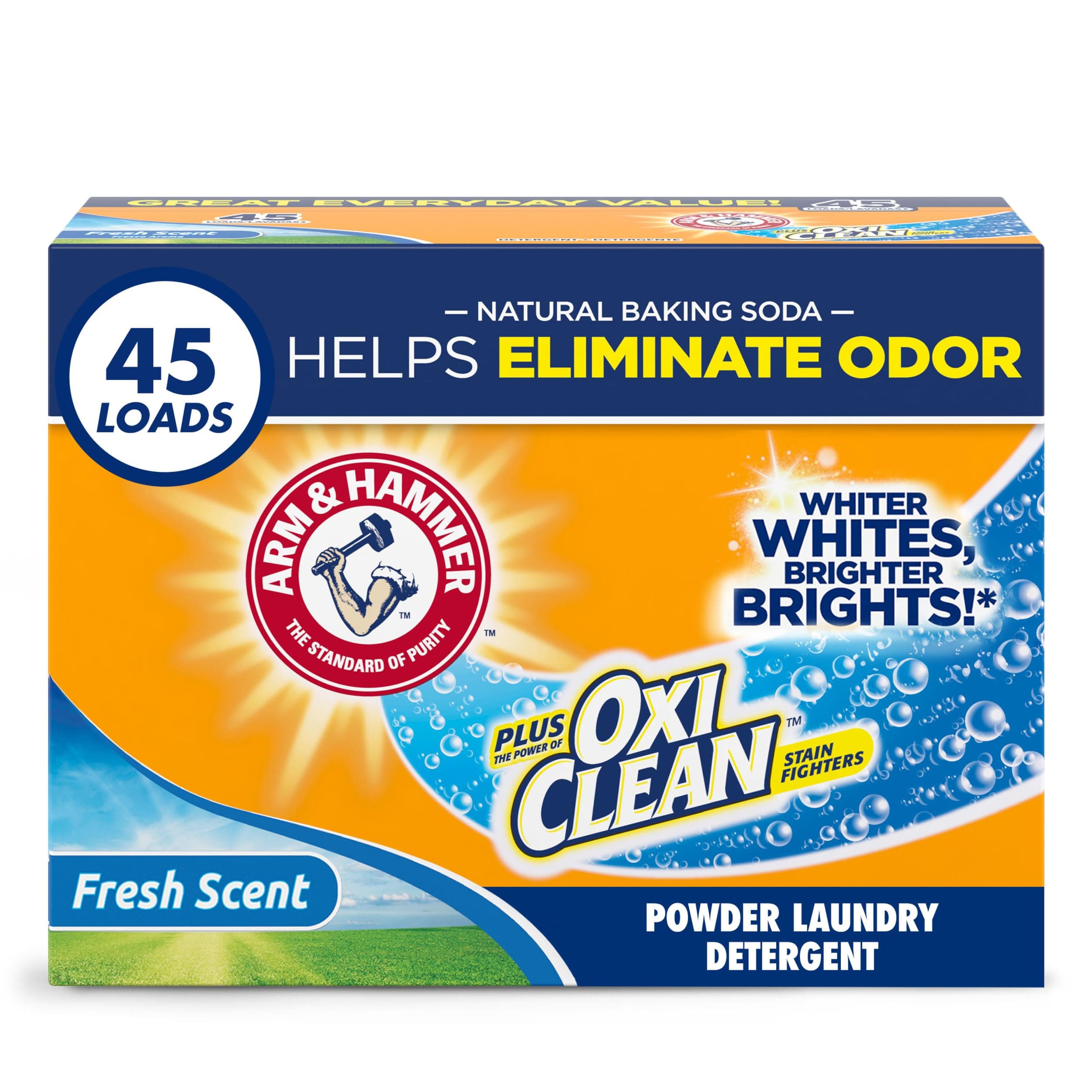 Arm & Hammer Plus OxiClean Powder Laundry Detergent, Fresh Scent, 45 Loads