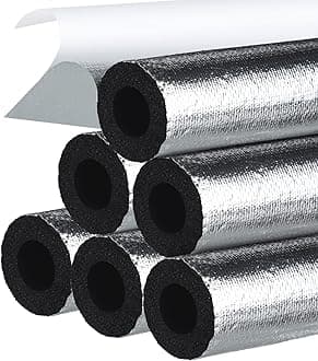 Kingdder 6 Pcs Pipe Insulation Foam Tube Self Adhesive Insulation Wrap for Copper Pipe Pre Slit Clamp Highly Insulated Foam for Outdoor Winter Irrigation, Sprinkler(1.3 Ft x 1 Inch)