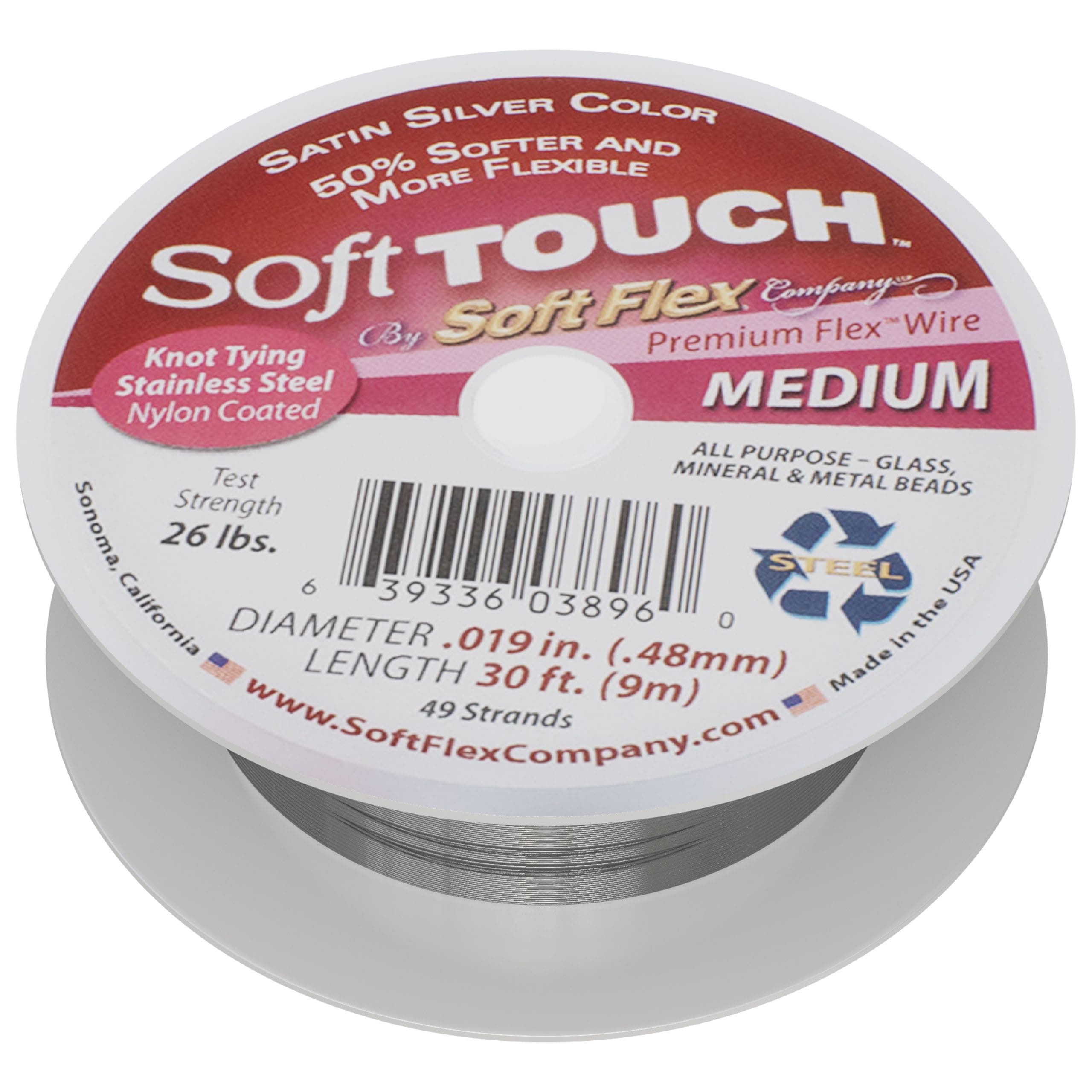 49 Strand Stringing Wire - Flexible Braided - Medium 0.19 Diameter - Jewelry Making Bead Wire - Satin Silver