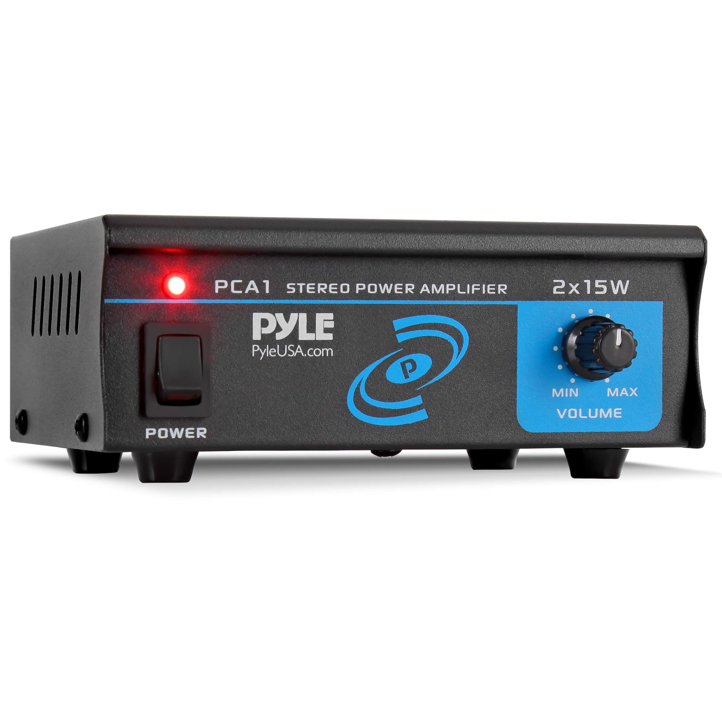 Pyle 2x15 Watt Stereo Power Amplifier - Compact Mini 2-Channel Portable Home Audio Speaker Receiver Box for Amplified Speakers Sound System with RCA Cable L/R Input for CD Player, Tuner, MP3 - PCA1.5
