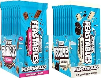 MrBeast Milk & Cookies Variety Pack, King Size Milk Chocolate & Cookies & Creme Bars, 2.1oz, 20ct