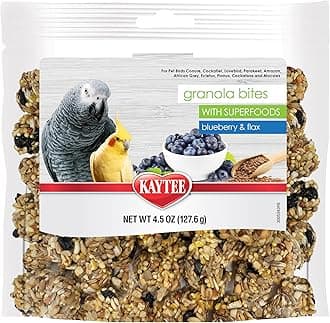Kaytee Granola Bites with Super Foods Granola Bites and Flax for Pet Birds Conure, Cockatiel, Lovebird, Parakeet, Amazon, African Grey, Ecletus, Pionus, Cockatoos and Macaws, 4.50 Ounce (Pack of 1)