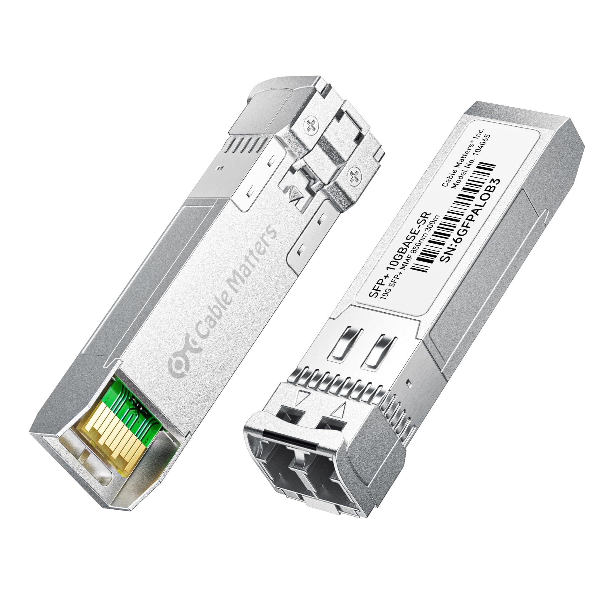 Cable Matters 2-Pack 10GBASE-SR SFP+ to LC Multimode 10G Fiber Transceiver Module, 10G, MMP Fiber, Up to 300m, for Cisco, Ubiquiti, TP-Link, D-Link, MikroTik, Netgear, Supermicro, HPE Aruba