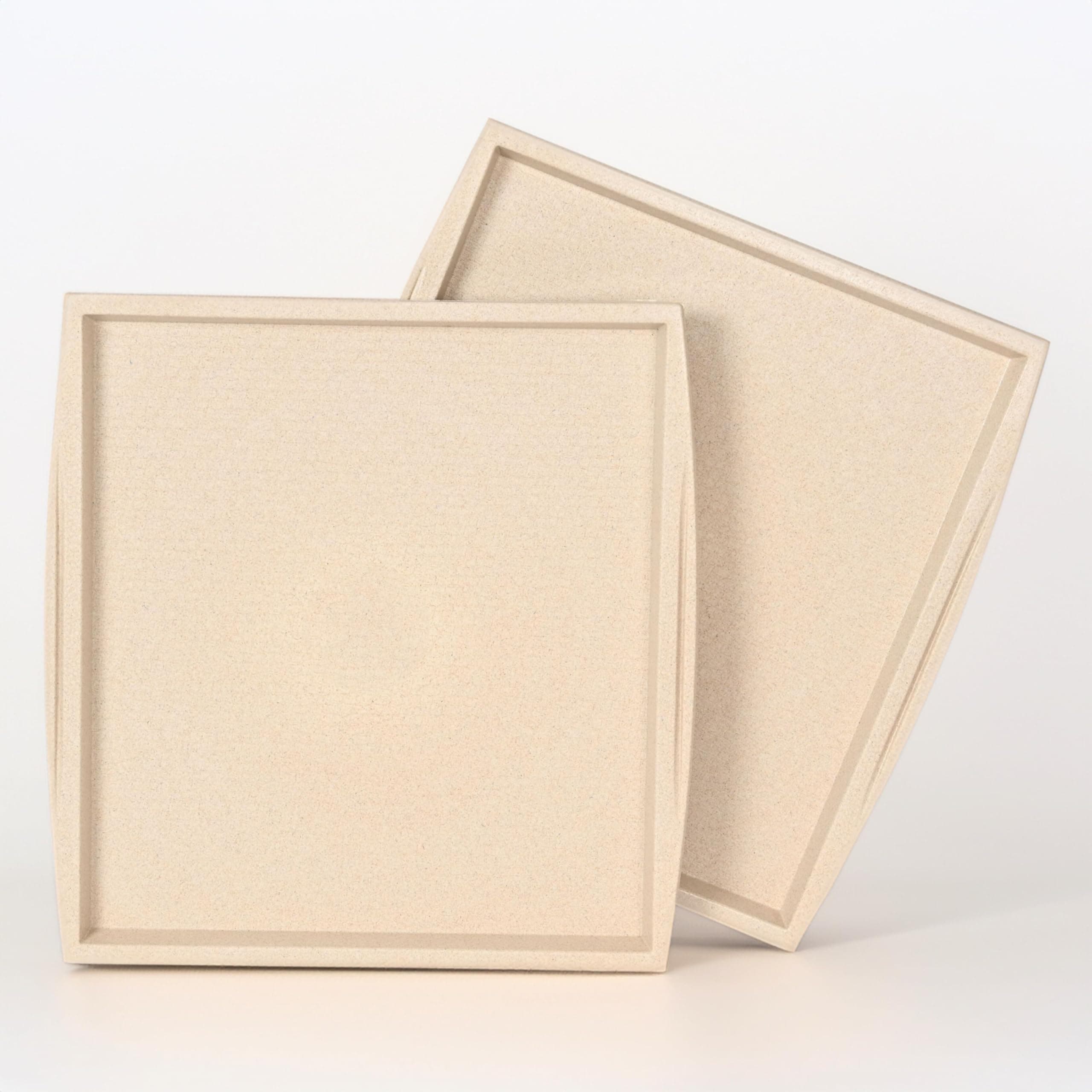 Eha Earth Friendly Square Trays for Serving Set of 2 | 11 Inch | Serving Tray Made with Coffee Husk & Rice Husk | Tray Set for Serving Tea/Coffee/Snacks | Sand Castle