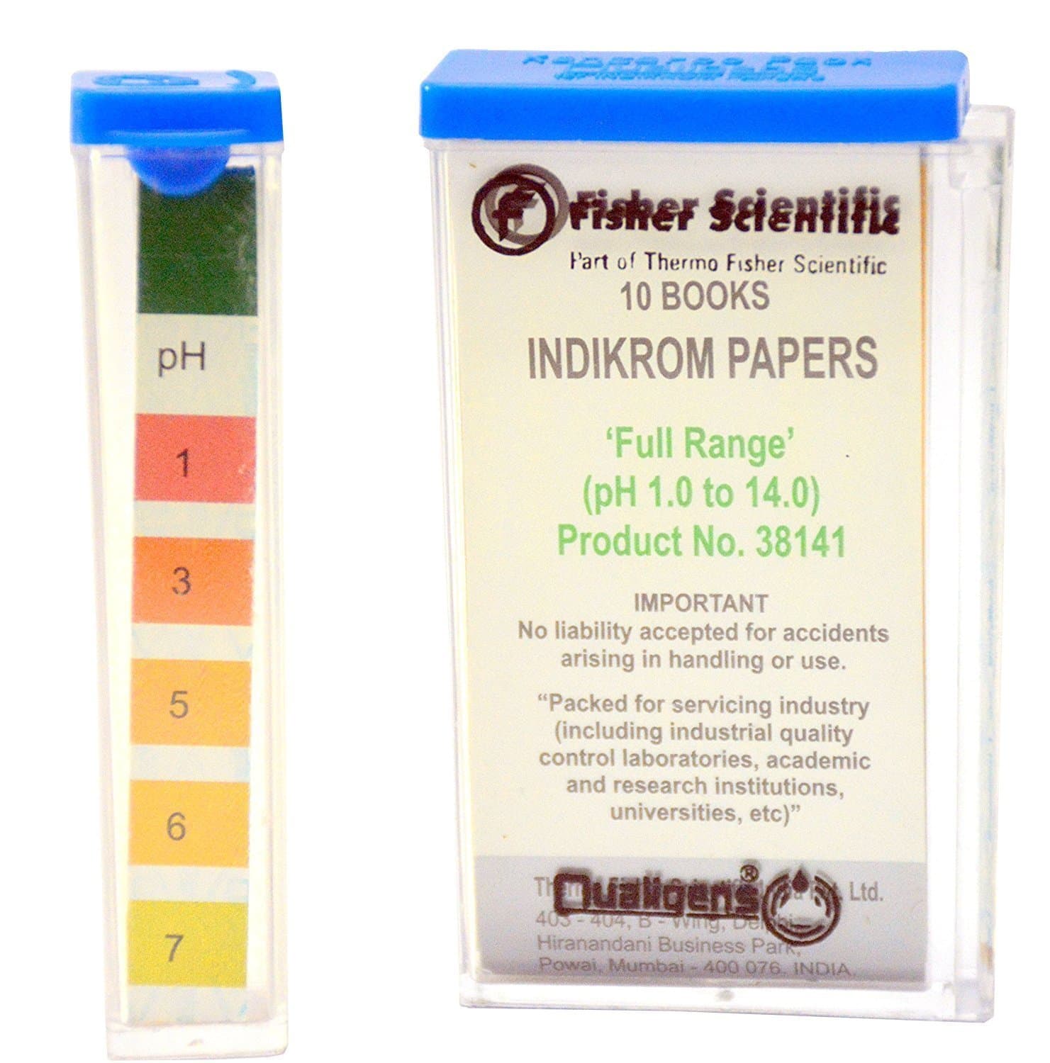 Fisher Scientific 10140 Indicator Papers - Full Range (pH 1.0 to 14.0) - 10 Bks (200 Strips)