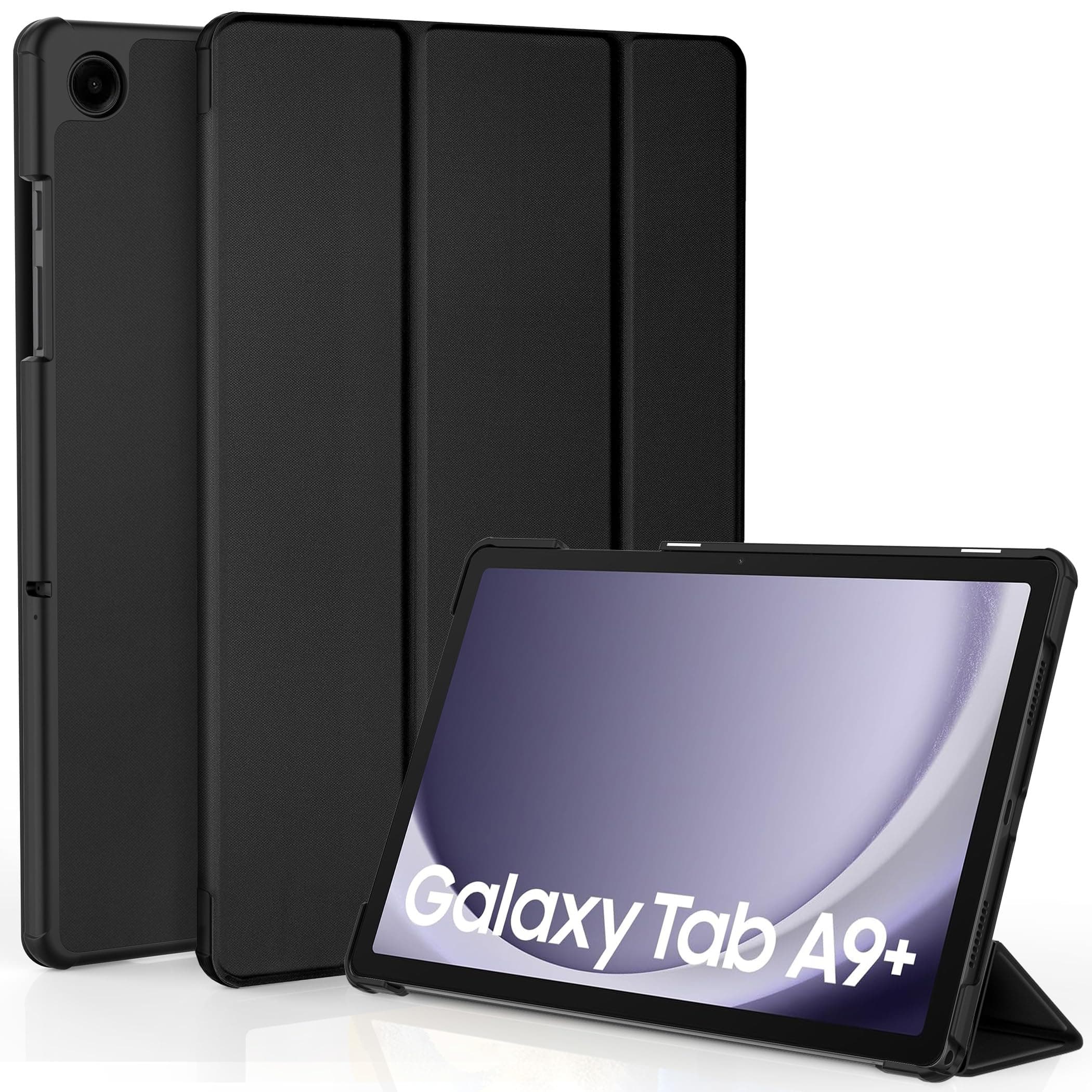 EasyAcc Case for Samsung Galaxy Tab A9+ Plus 11 Inch 2023 Tablet, Ultra Thin Cover with Stand PU Leather Protective Cover for Samsung Tab A9+ (SM-X210/SM-215/SM-216), Black