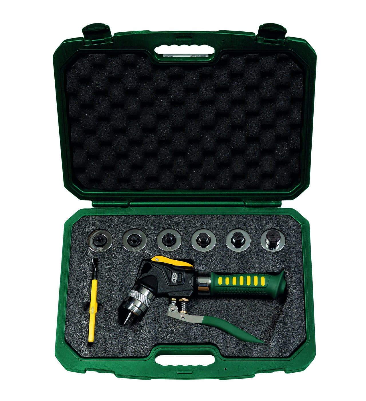 REFCO HY-EX-6 Hydraulic Expander Tool Set | 3/8" to 1-3/8" Diameter Pipe Expander | Works with Copper and Aluminum | One-Hand Operation | 120 Deg Angle