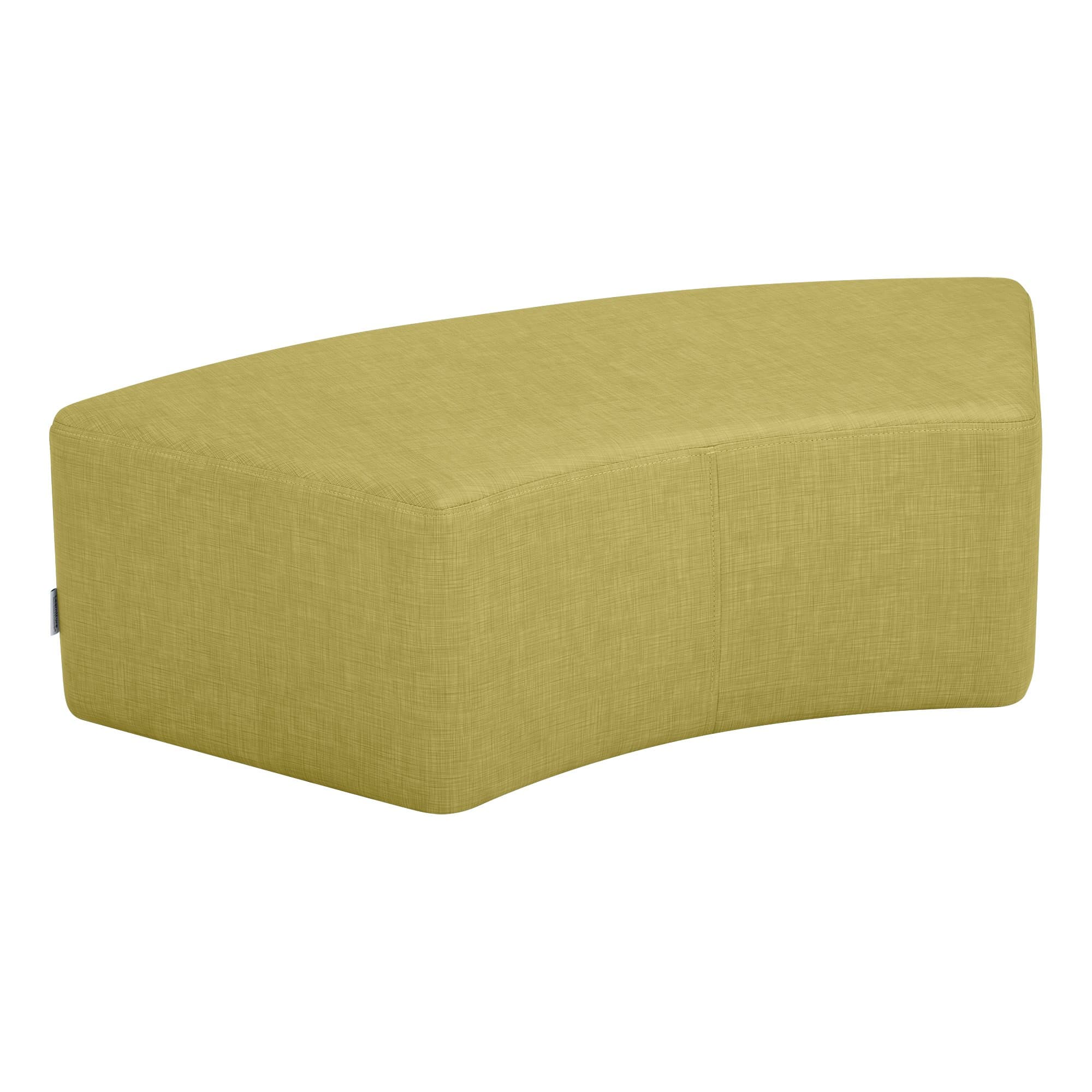 Learniture Shapes Series II Structured Vinyl Soft Seating with Durable Frame-S Curved Bench/Stool 12" H-Green Crosshatch, Height