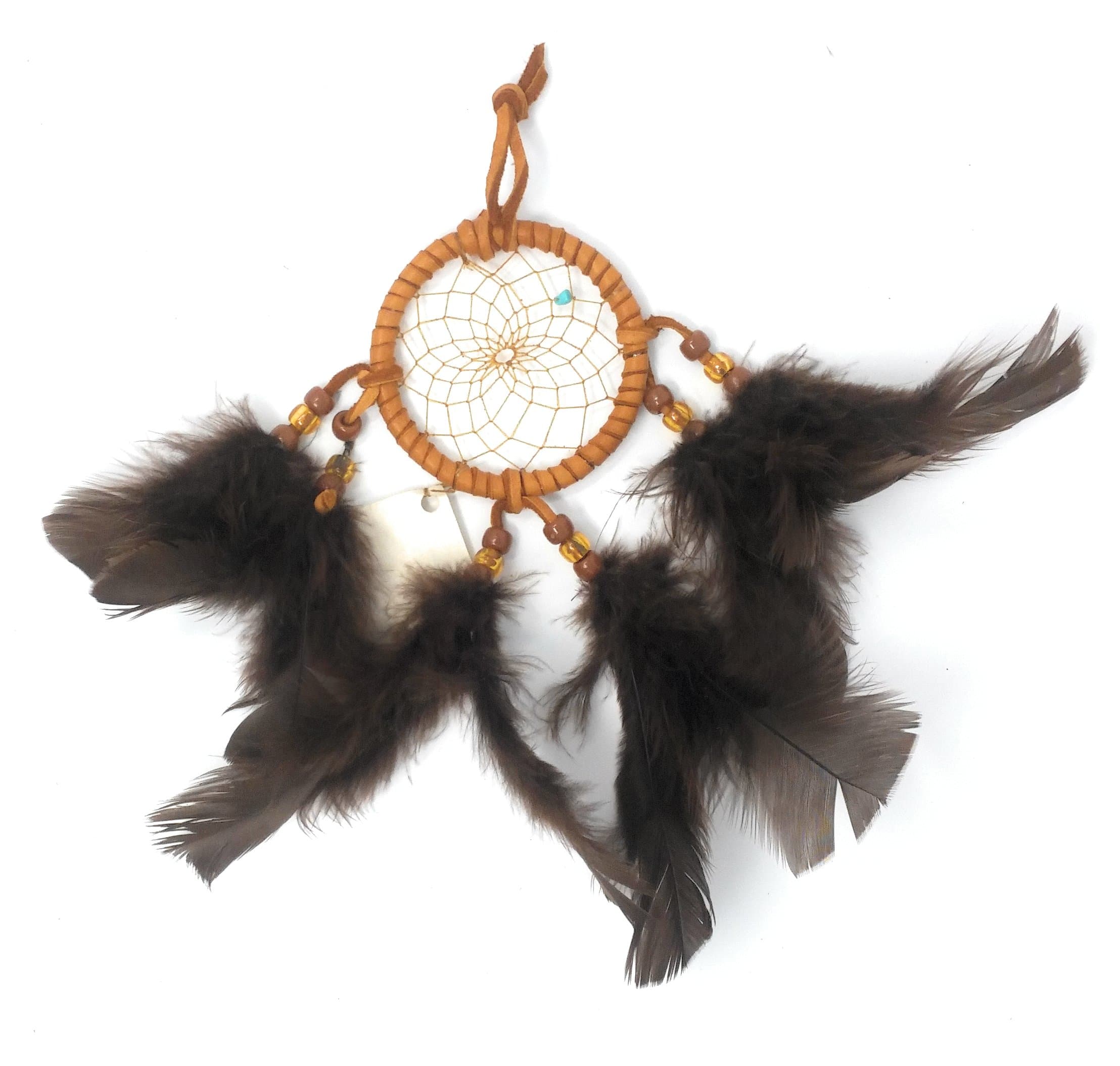 Dream Catcher - Authentic 3" Small Hand Made Native American Indian Cherokee Dreamcatcher … (Brown)
