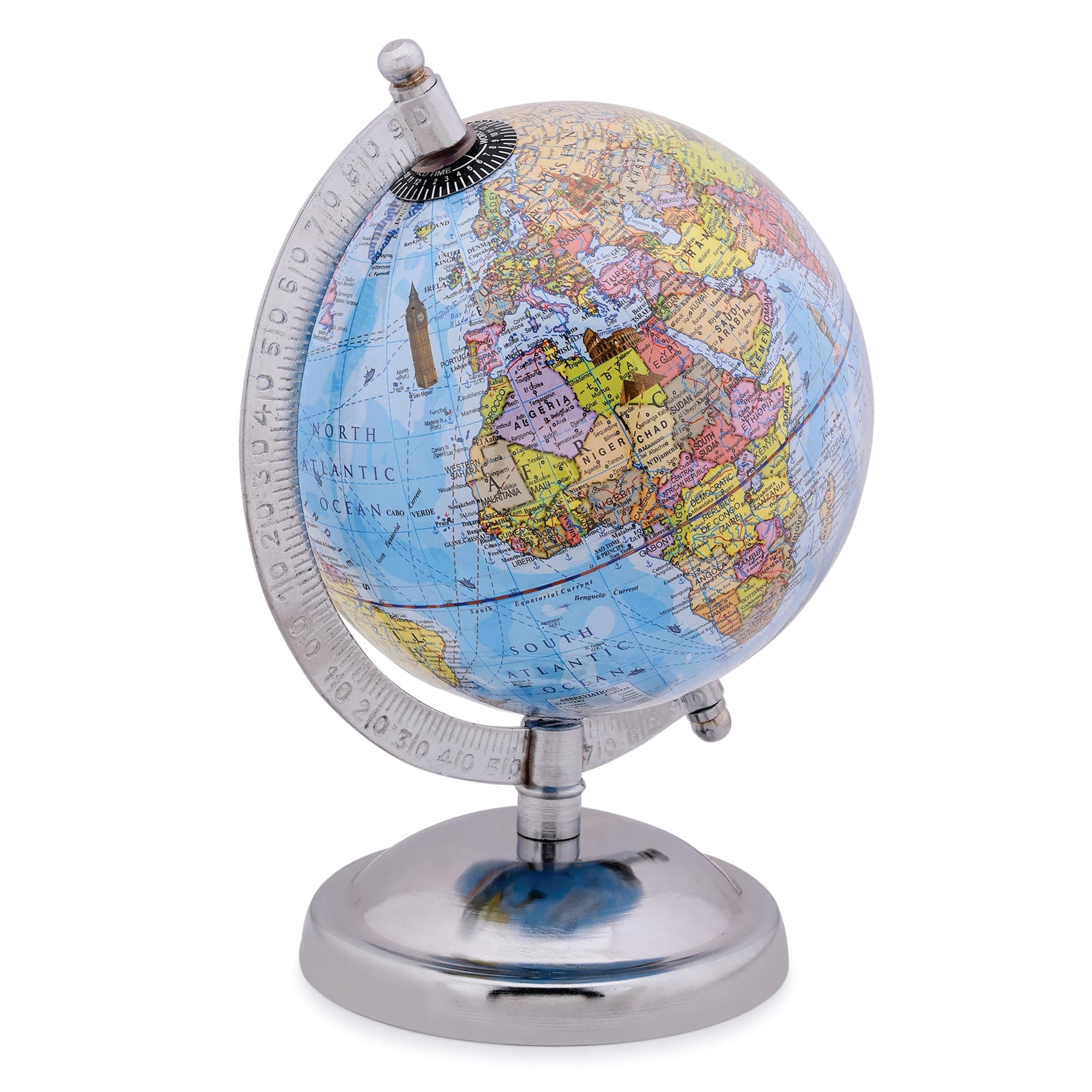 GLOBE DADDY Educational World Globe 5 inch with Metal Stand/Magnifying Glass for Kids Learning,Globe for Office Table,Globe for Students and Boys & Girls Birthday Gift
