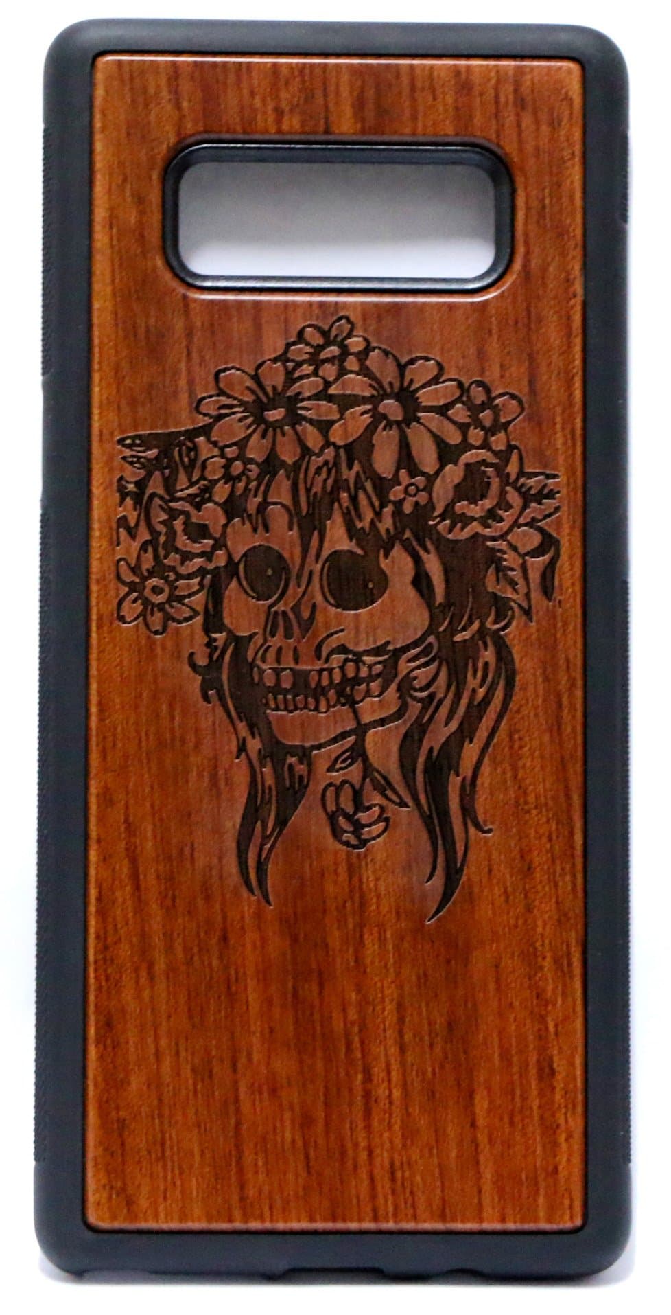 Galaxy Note 8 Case Wood, Carving Skull Design Soft Rubber Bumper Shockproof Protective Slim Case Luxury Design Protection Cover for Samsung Galaxy Note 8