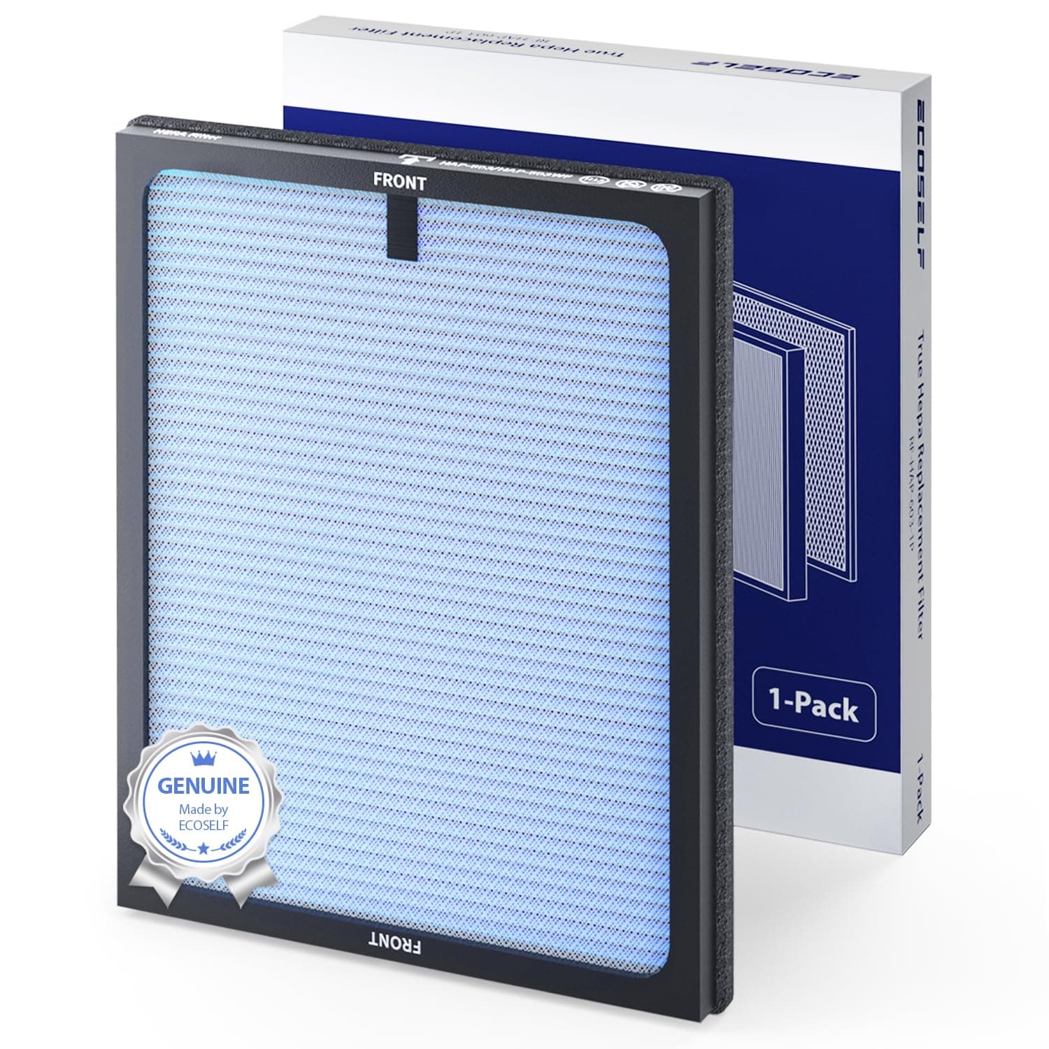 Genuine ECOSELF HAP603 Air Purifier Replacement Filter, 3-in-1 H13 True High-Efficiency Activated Carbon Filter, 1 Pack, Blue, Official, HAP603 & HAP603WF