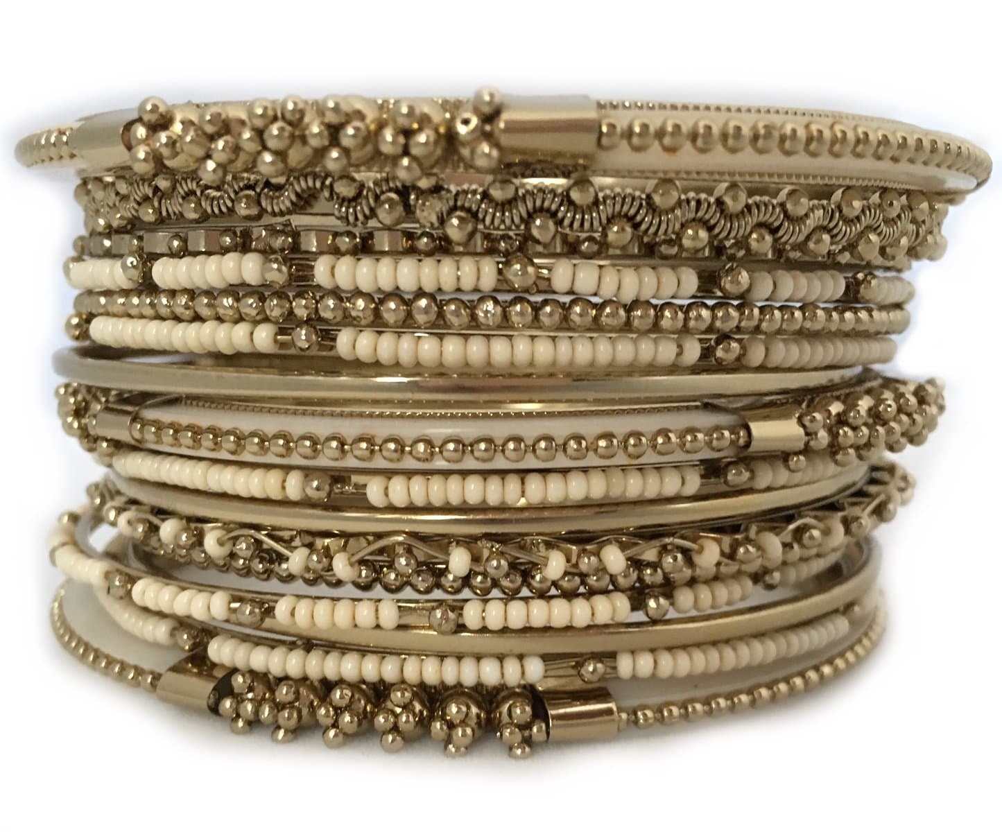 Antique Style Seed Bead Bohemian Multi Color Stackable Bangles Bracelet Set