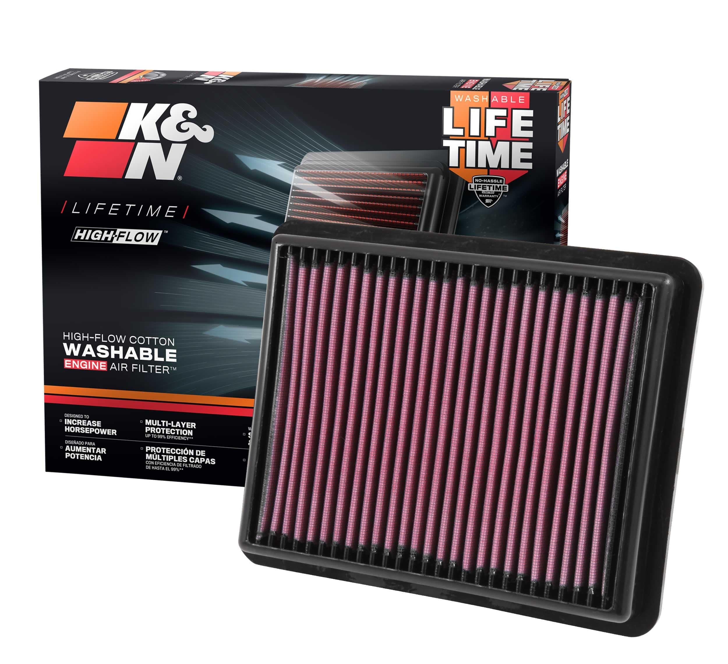 Engine Air Filter: High Performance, Premium, Washable, Replacement Filter: Compatible with 2012-2019 Mazda L4 (CX-5, CX-9, 6, 2, Atenza, Axela, 33-3024
