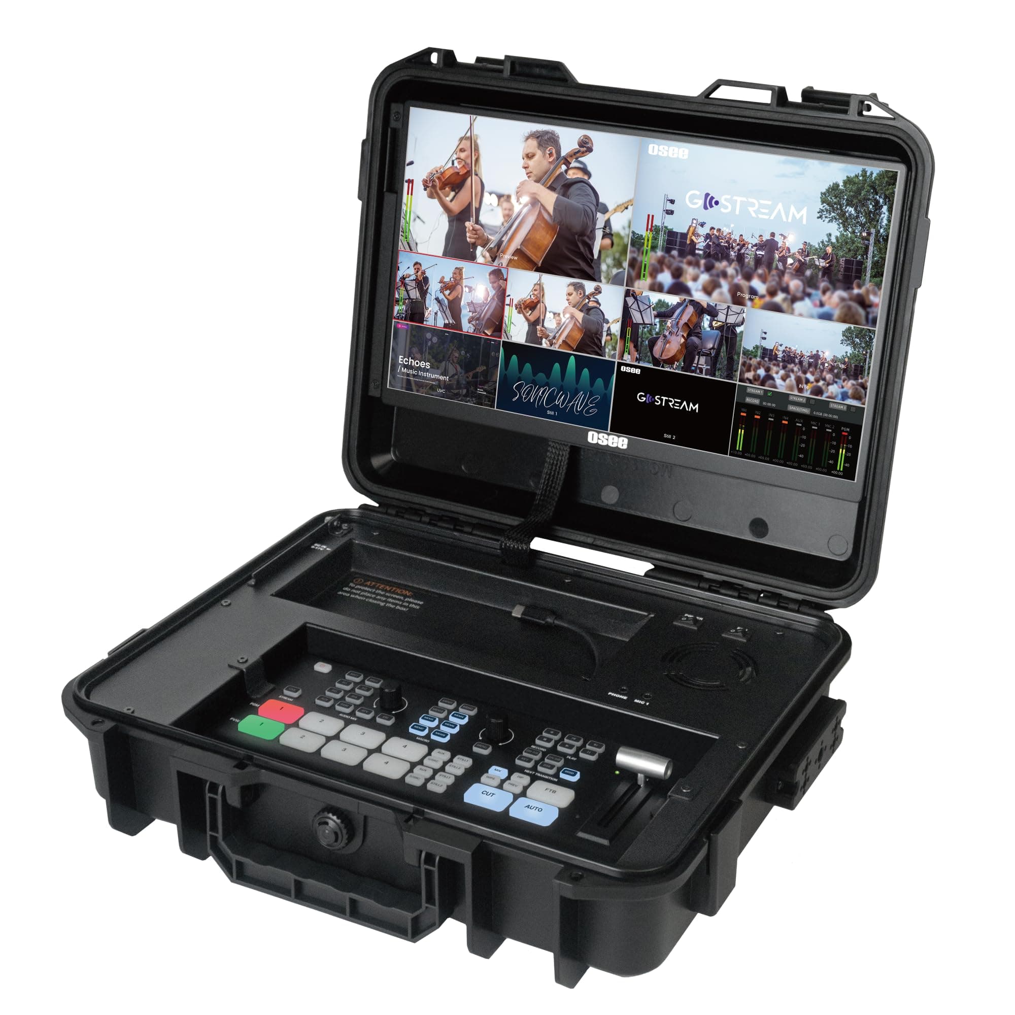 GoStream Duet Kit All in One Pro Live Streaming Multi-Camera Video Mixer Switcher Recorder Player Kit 4 HDMI&SDI in USB-C I/O with 14 Inch Monitor Built-in DC-to-Type C Cable NDI(Free Activated)