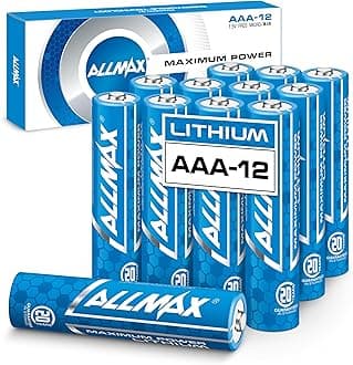 - Allmax AAA Maximum Power Lithium Batteries (12 Count) – Longest Lasting, Leakproof, 20-Year Shelf Life, Ultimate Performance (1.5V)
