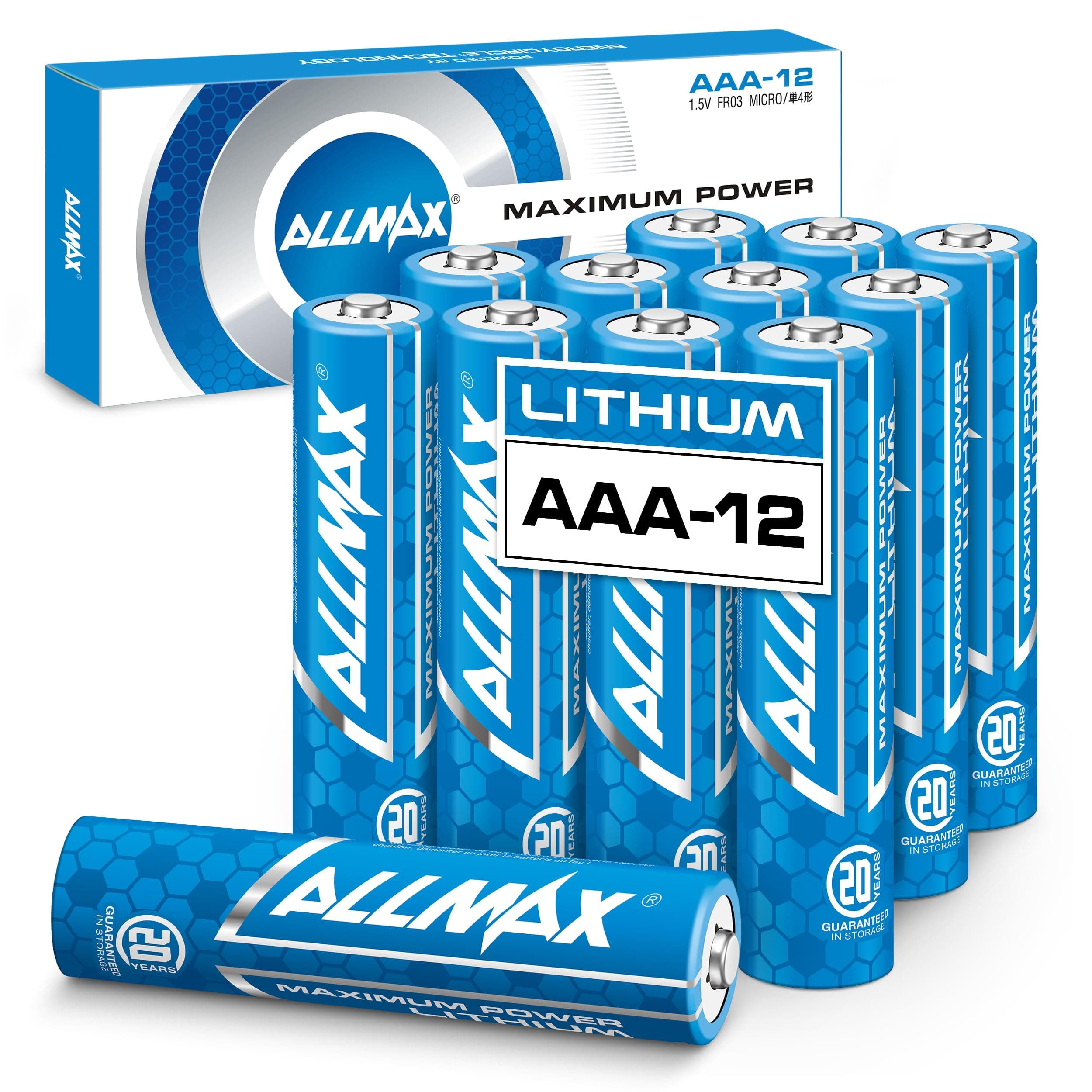 - Allmax AAA Maximum Power Lithium Batteries (12 Count) – Longest Lasting, Leakproof, 20-Year Shelf Life, Ultimate Performance (1.5V)