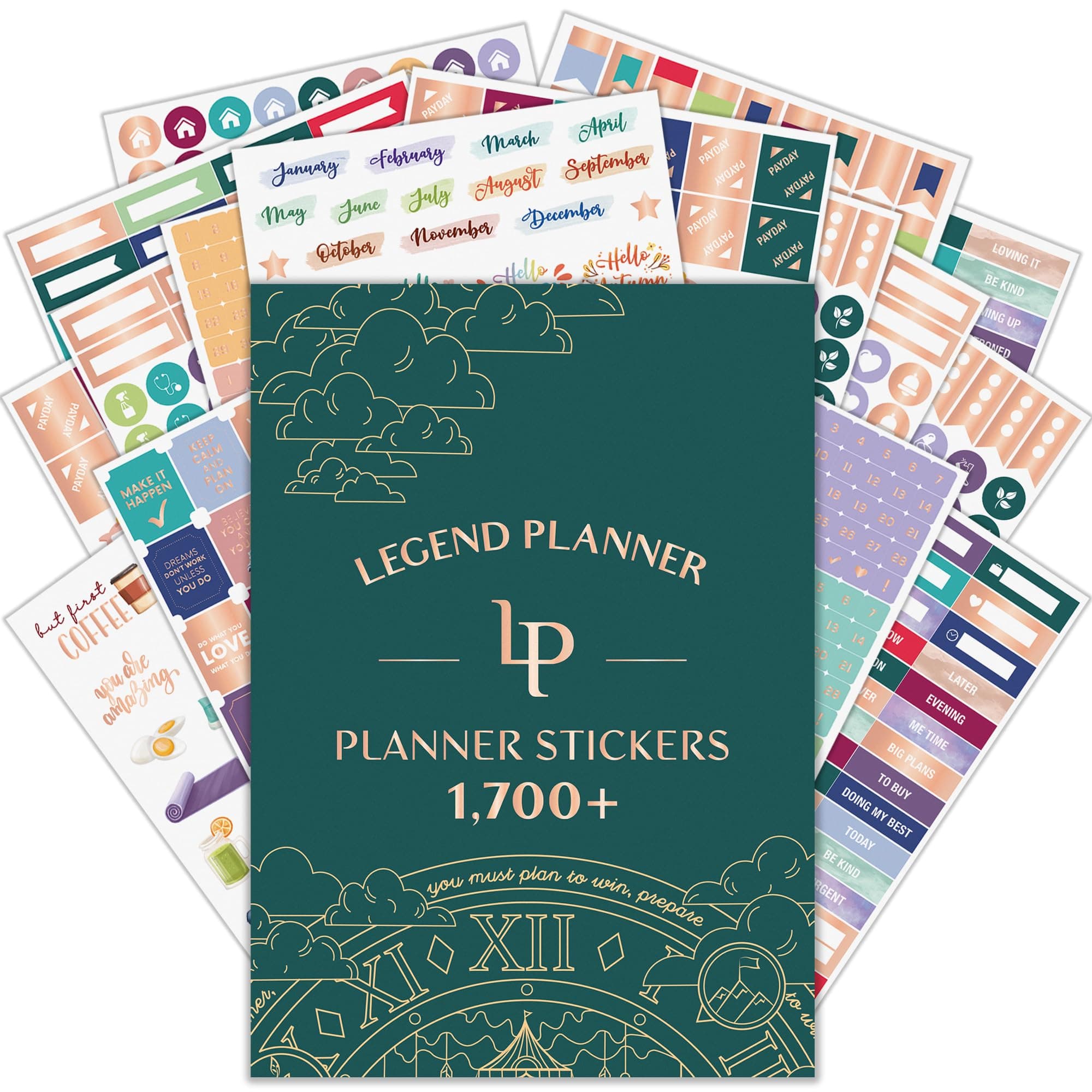 Legend Value Sticker Pack – 1,700+ Small Stickers for Planner, Journal & Calendar – Aesthetic, Inspirational, Seasonal, Dates, Months, Holidays, to-dos & Budget Stickers – Planner Accessories