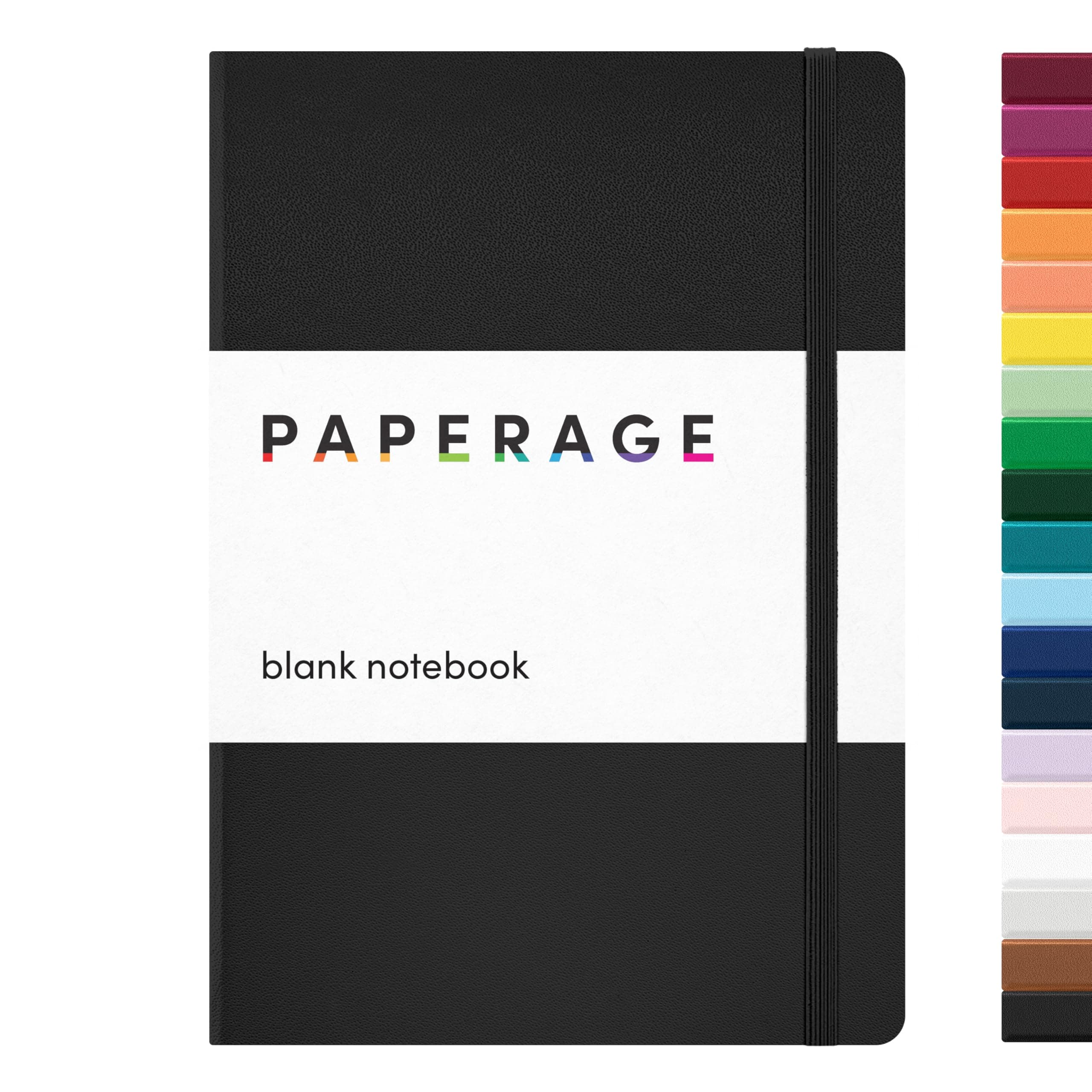 PAPERAGE Blank Journal Notebook, (Black), 160 Pages, Medium 5.6 in x 8 in - 100 GSM Thick Paper – Hardcover Journaling Notebook for Work, School, Note Taking or Sketching