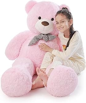 Poutmac 47 inch Giant Teddy Bear Stuffed Animal Big Plush Teddy Bear Valentine's Gift for Girlfriend Soft Stuffed Bear Animals for Christmas,Birthday,Mother's Day (Pink, 47 inch)