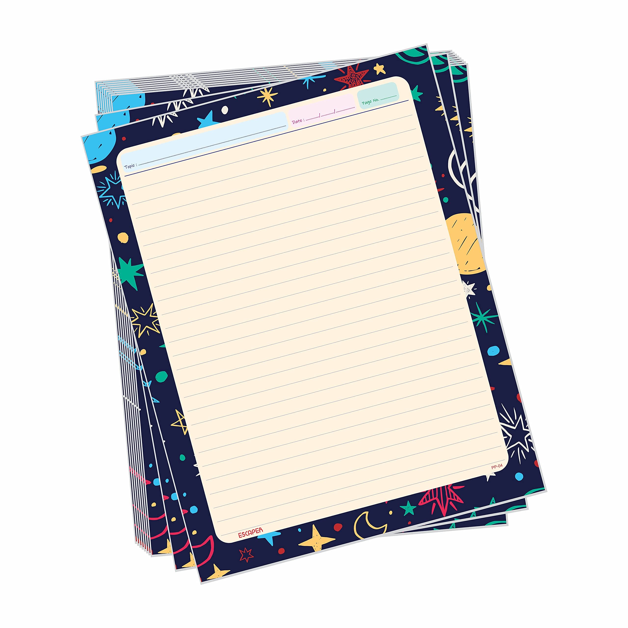 ESCAPER Sky Theme Project Papers - Combo Pack of 50, A4 Sheets (Ruled One Side), Perfect for School Projects, Office Presentations and Creative Artwork